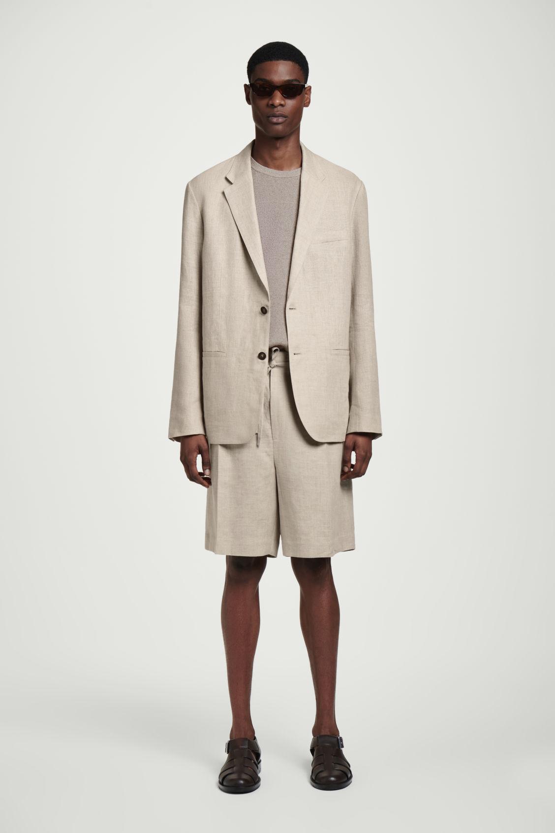 TAILORED DRAWSTRING LINEN SHORTS Product Image