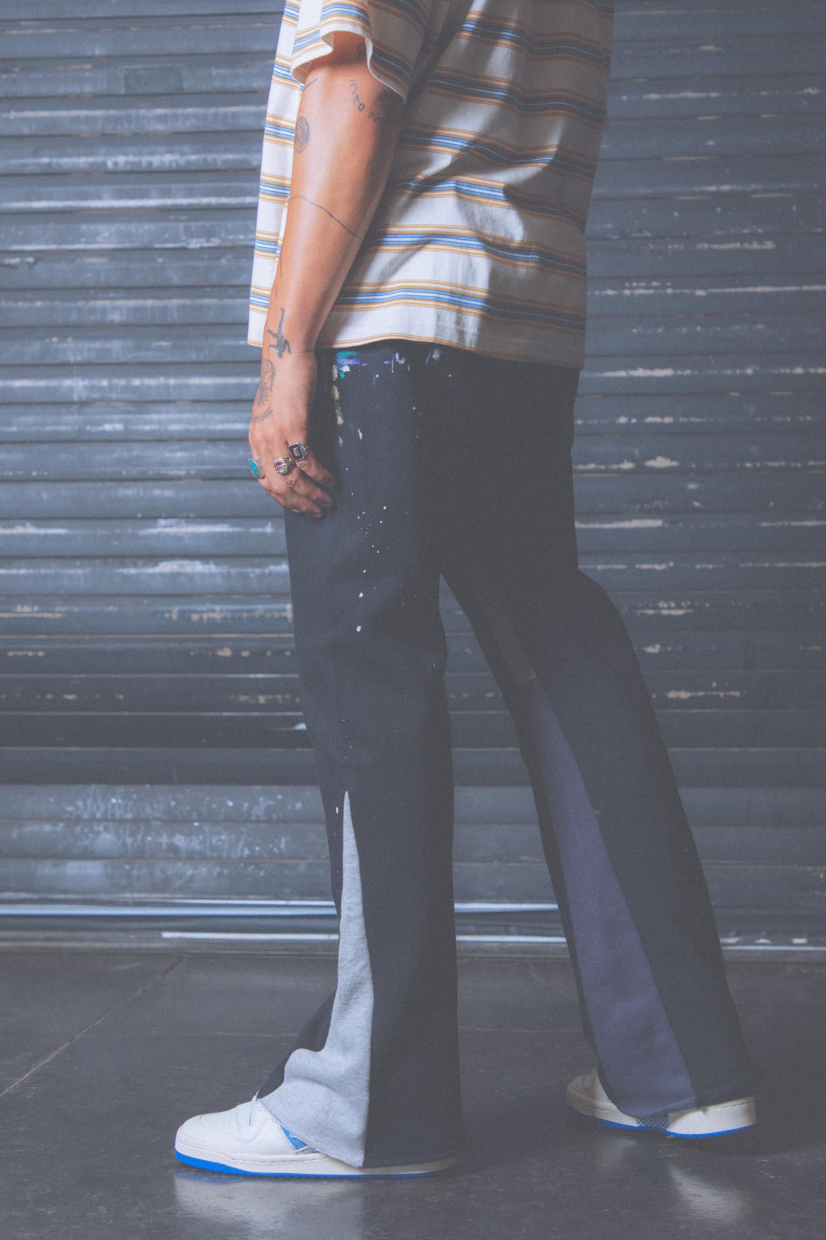 Contrast Bootcut Sweatpants - Black Male Product Image