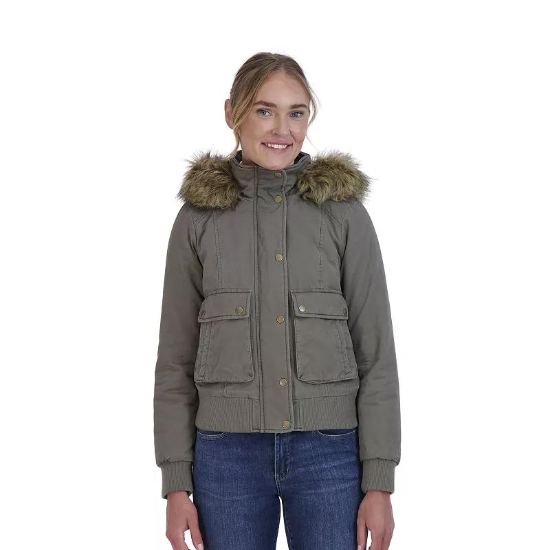 Juniors' Sebby Faux-Fur Hood Bomber Parka, Women's,  Product Image