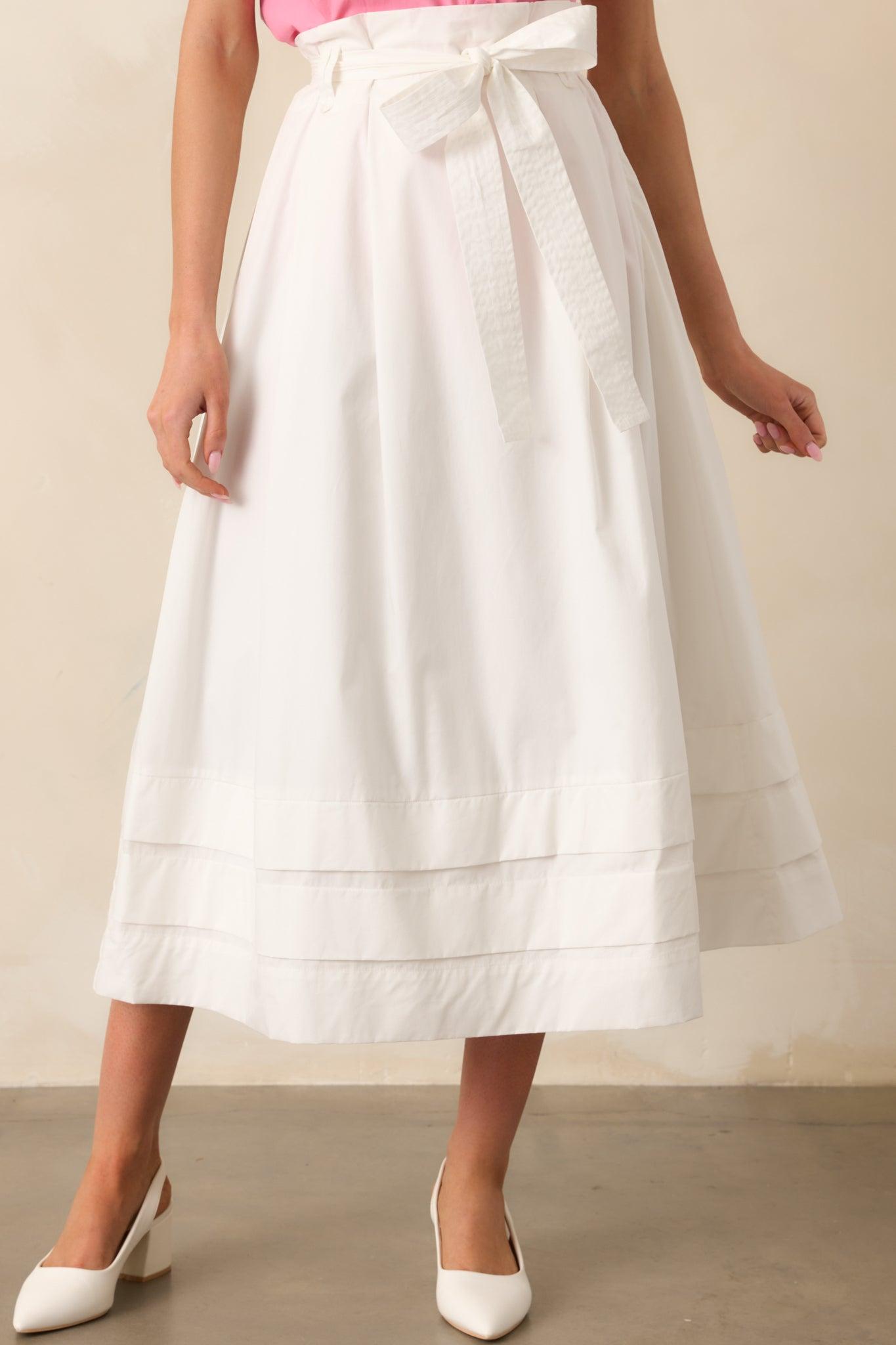Ashford White Cotton Midi Skirt Product Image