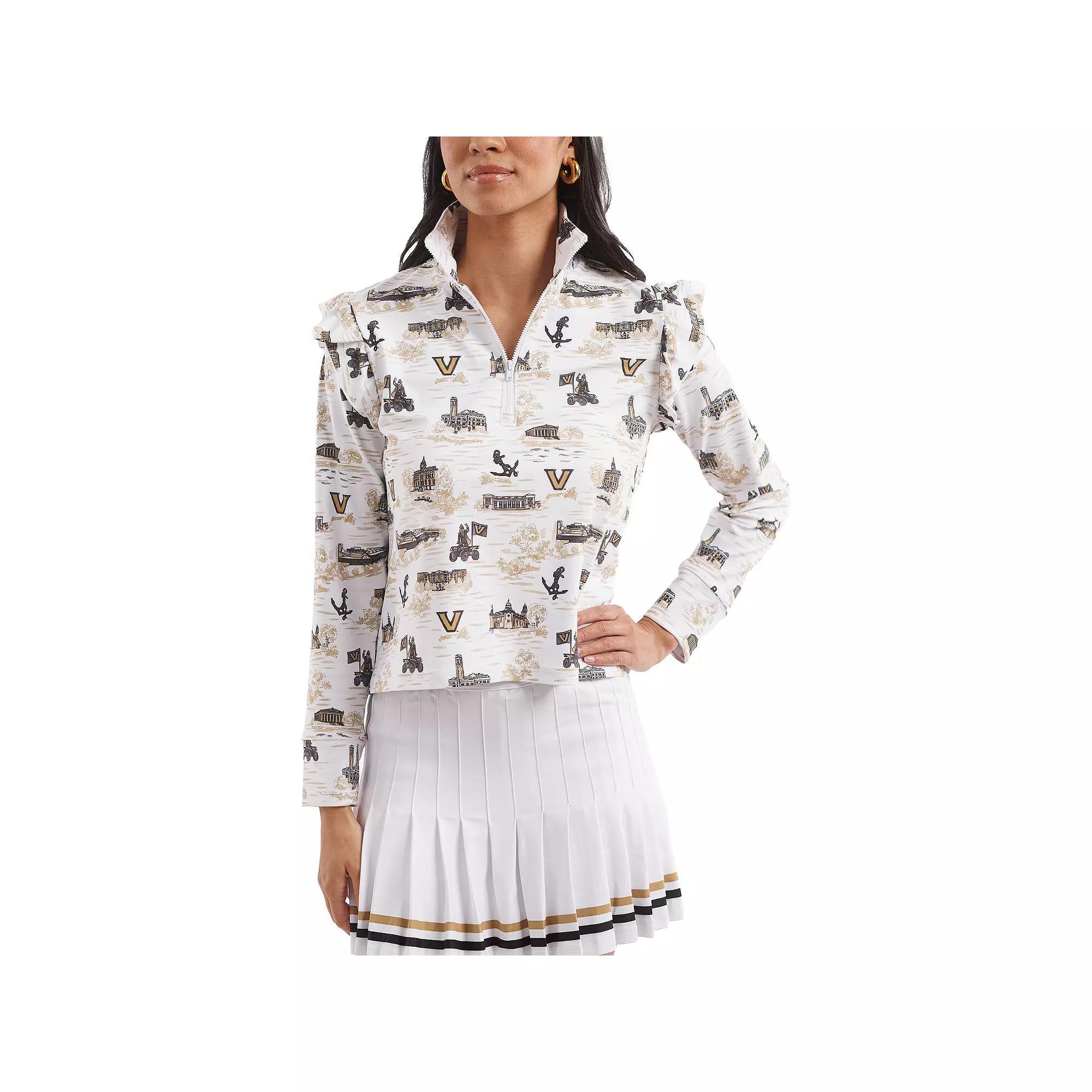 Women's Smith & Quinn White/Gold Vanderbilt Commodores Tailgate Collection Grayson Top, Size: XL Product Image