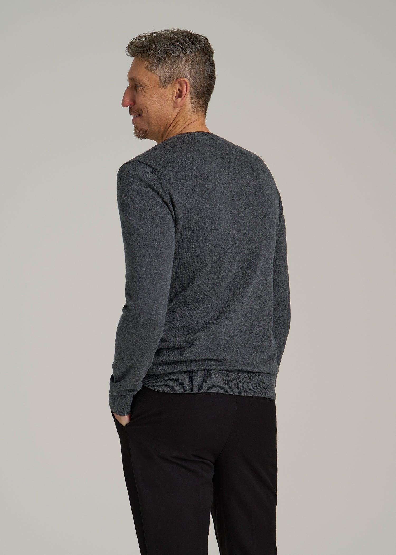 Everyday Crewneck Sweater for Tall Men in Charcoal Mix Male Product Image