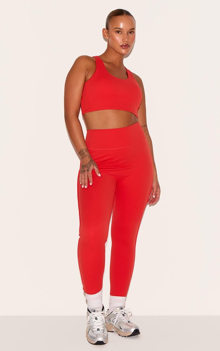  Red Sculpt Contrast Detail High Waist Gym Leggings Product Image