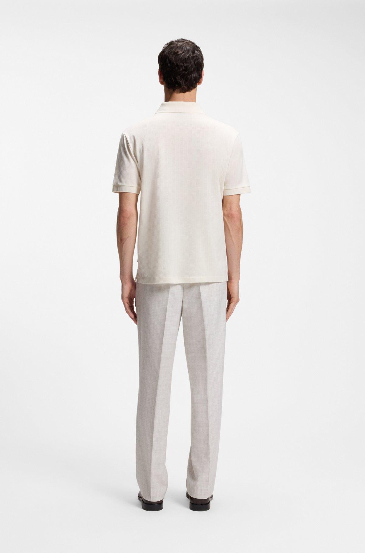 Cotton-jacquard polo shirt with Johnny collar Product Image