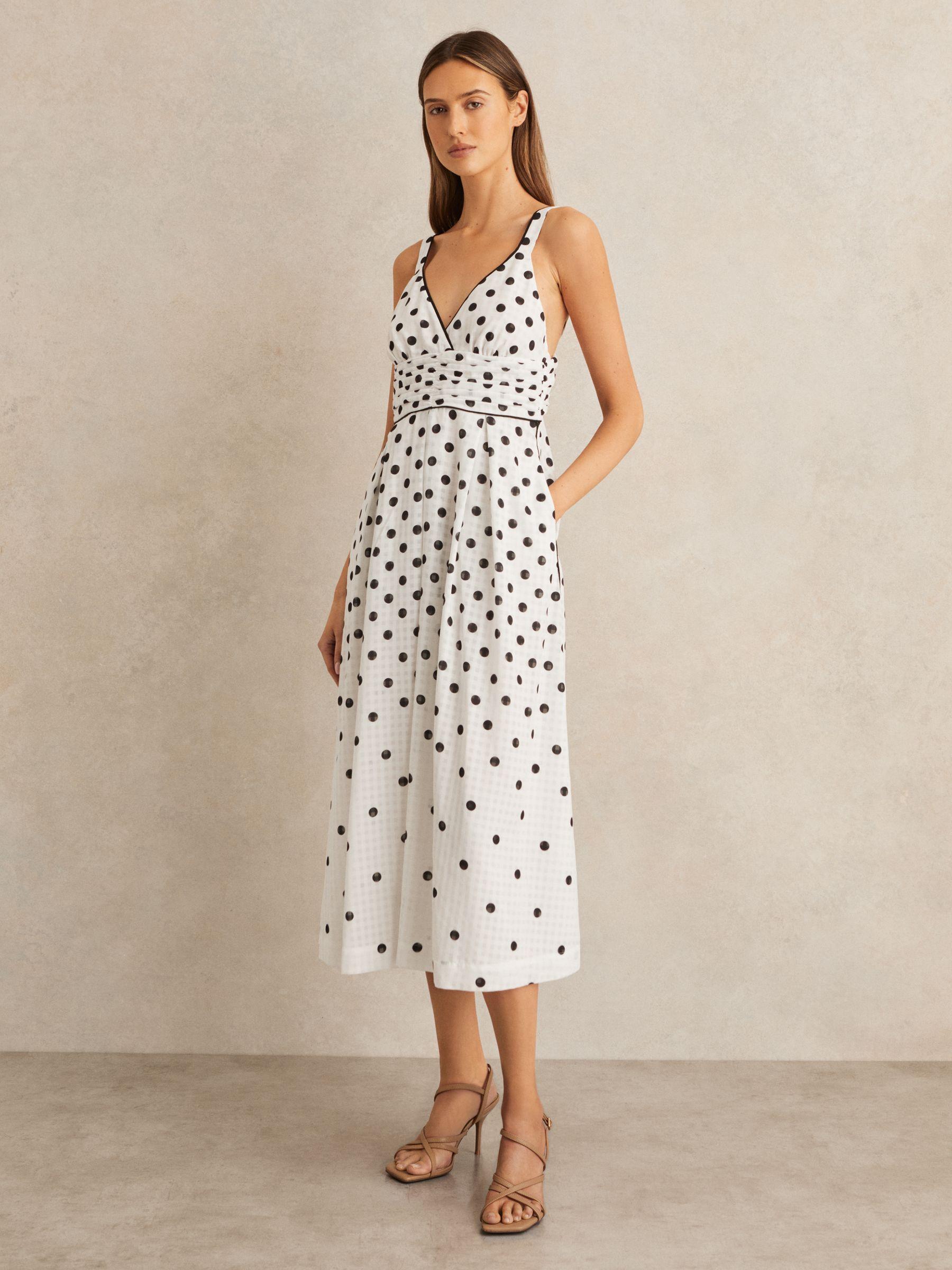 Polka Dot Midi Dress in Black/White Product Image