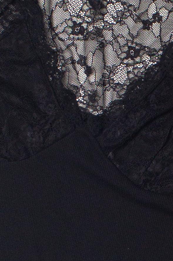 Lace Top V Neck Long Sleeve Bodysuit Product Image