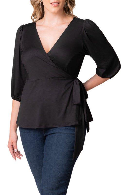 Nina 3/4 Sleeve Wrap Top - Plus Product Image