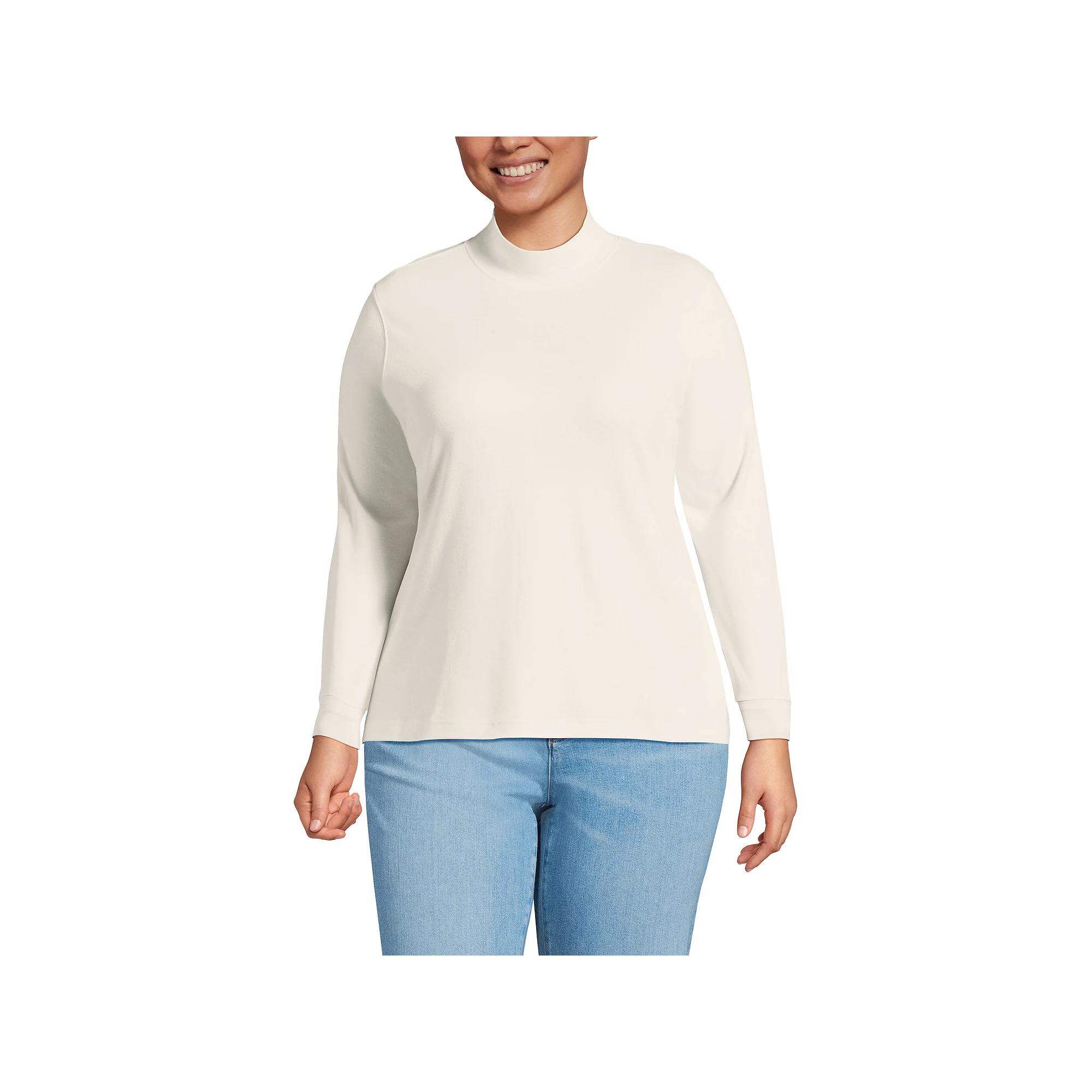 Plus Size Lands' End Relaxed Mockneck Top, Women's, Size: 3XL, Fresh Ivory Product Image