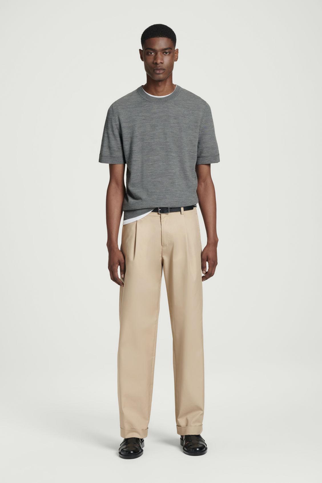 TAPERED COTTON TURN-UP PANTS Product Image