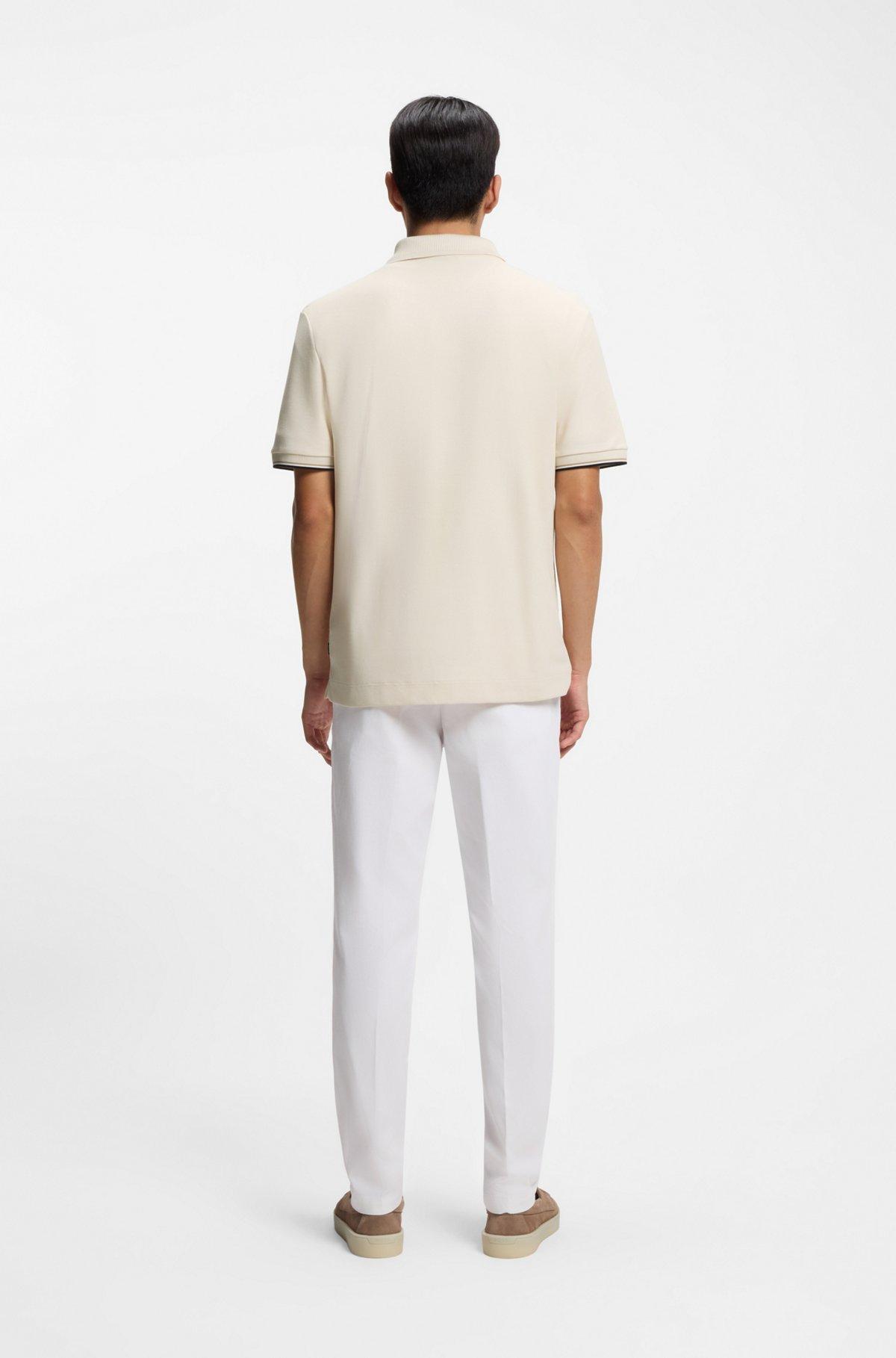 Cotton-piqué polo shirt with zip neck Product Image