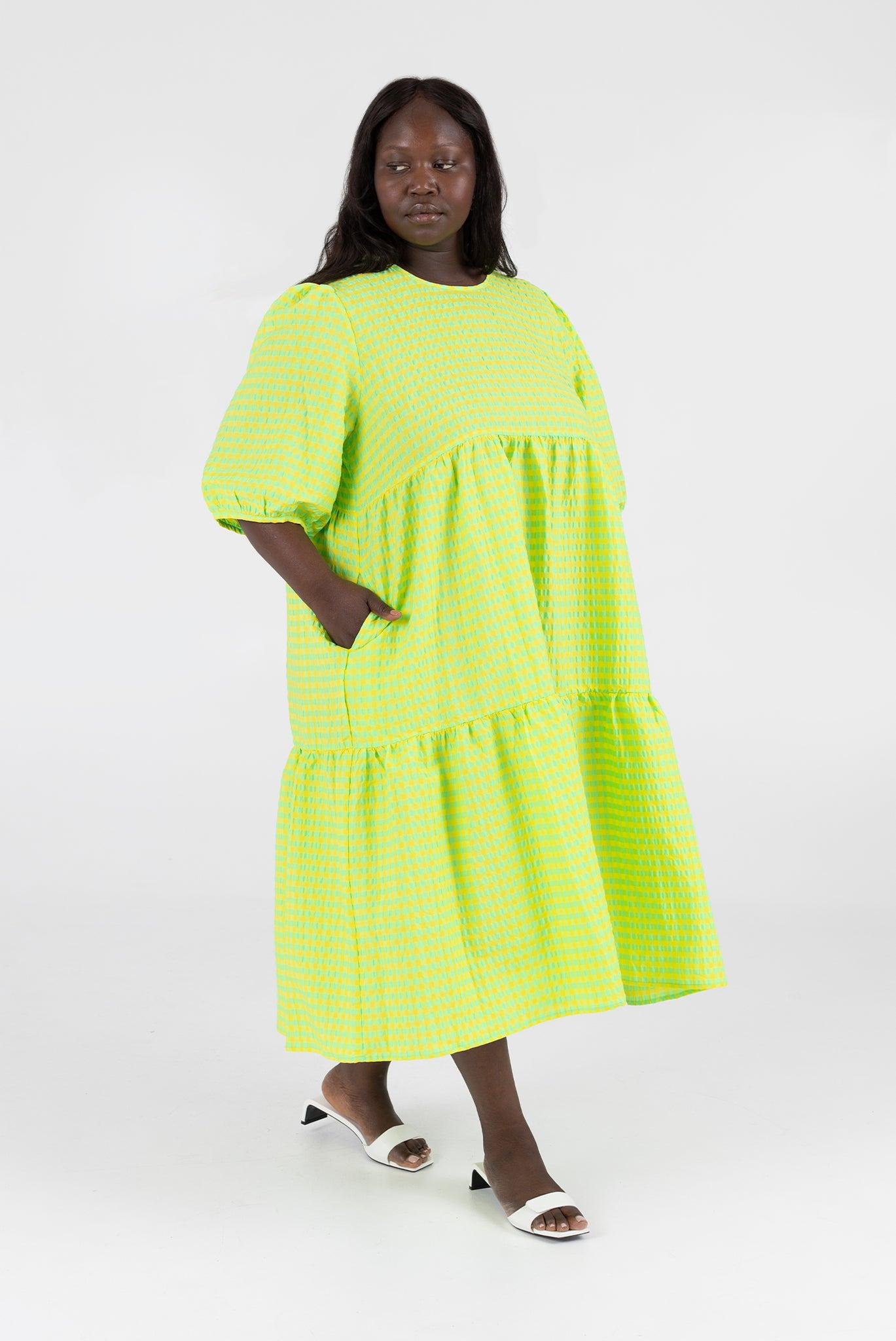 Rosemary Dress - Acid Apple Gingham Product Image