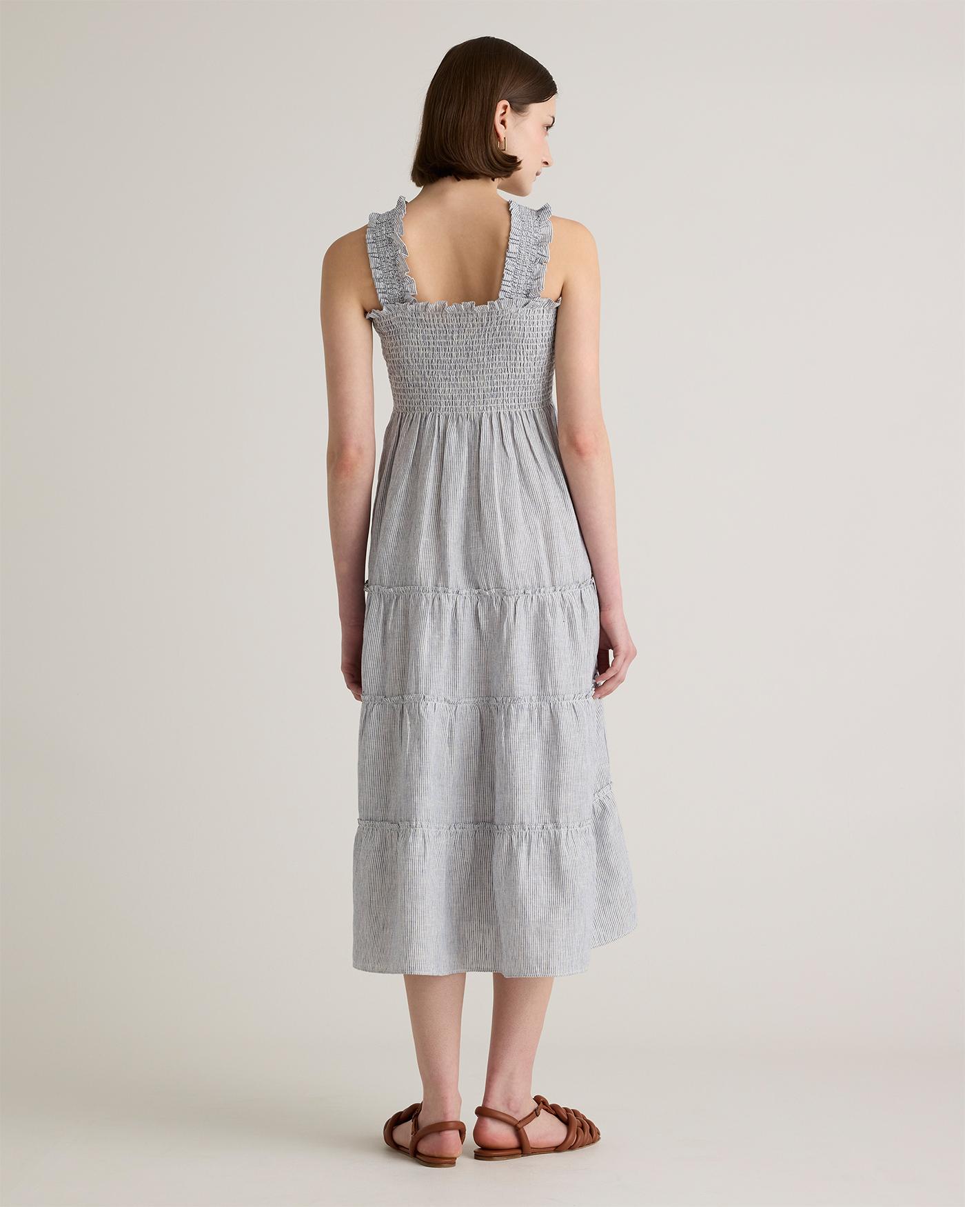 Quince | Women's 100% European Linen Smocked Midi Dress Product Image