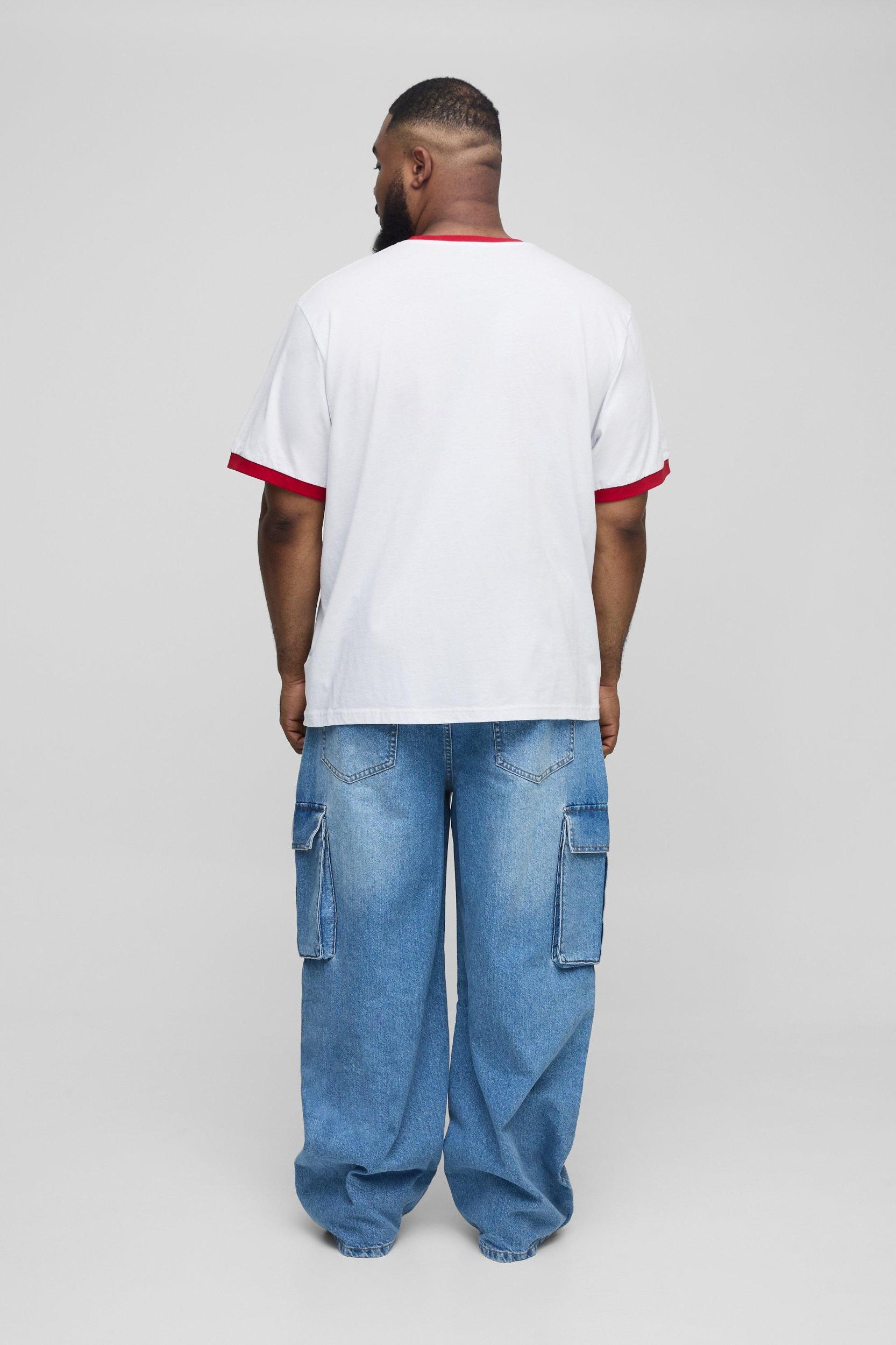 Plus Relaxed Fit Woven Tab Cargo Jeans | boohooMAN USA Product Image