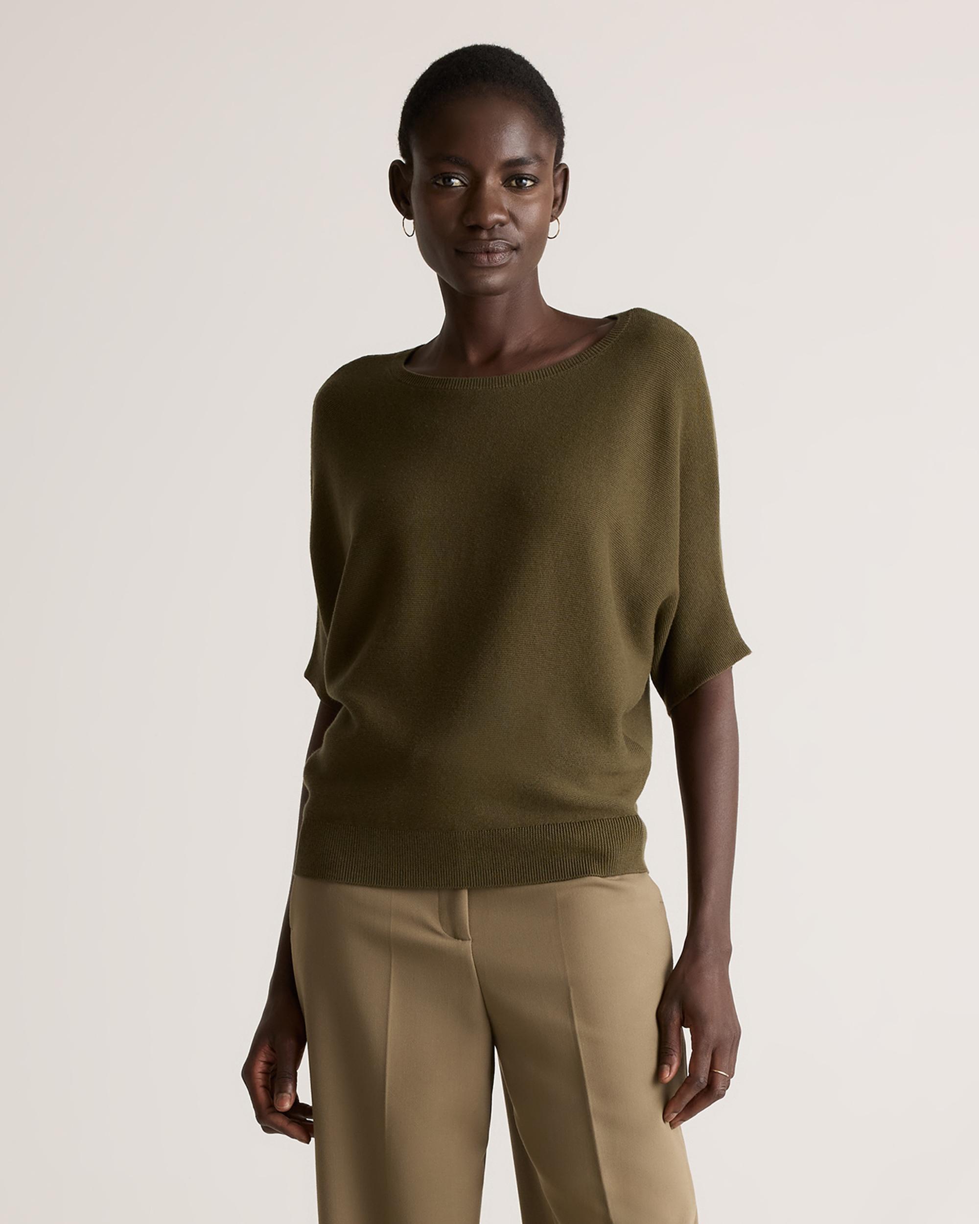 Quince | Women's Lightweight Cotton Cashmere Link-Stitch Dolman Sweater Size XS Product Image