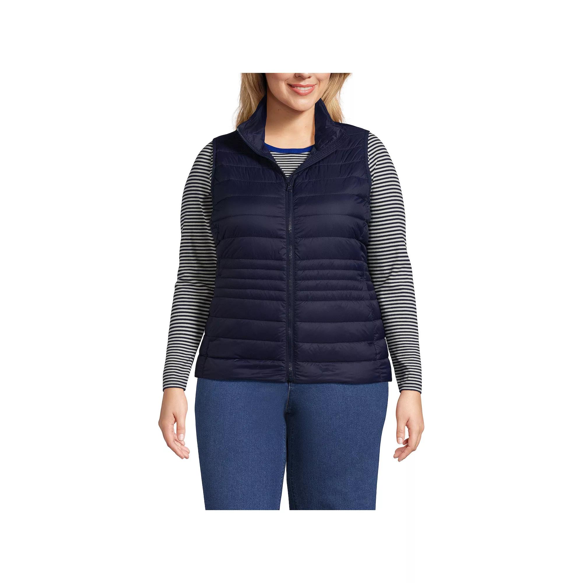 Plus Size Lands' End Wanderweight Down Vest, Women's, Size: 3XL, Deep  Blue Product Image