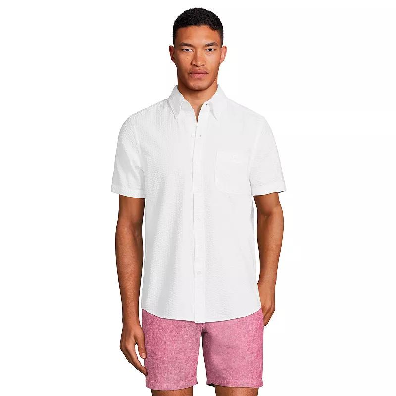 Men's Lands' End Button-Down Seersucker Shirt,  Product Image