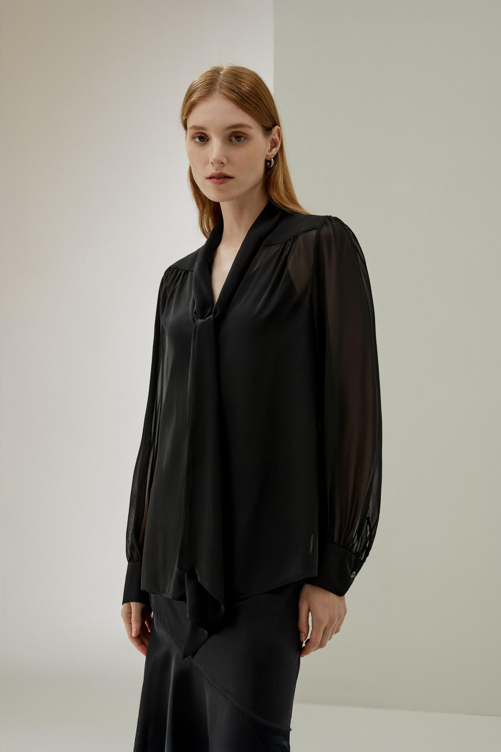 Bow Tie Silk Jasmine Blouse Product Image