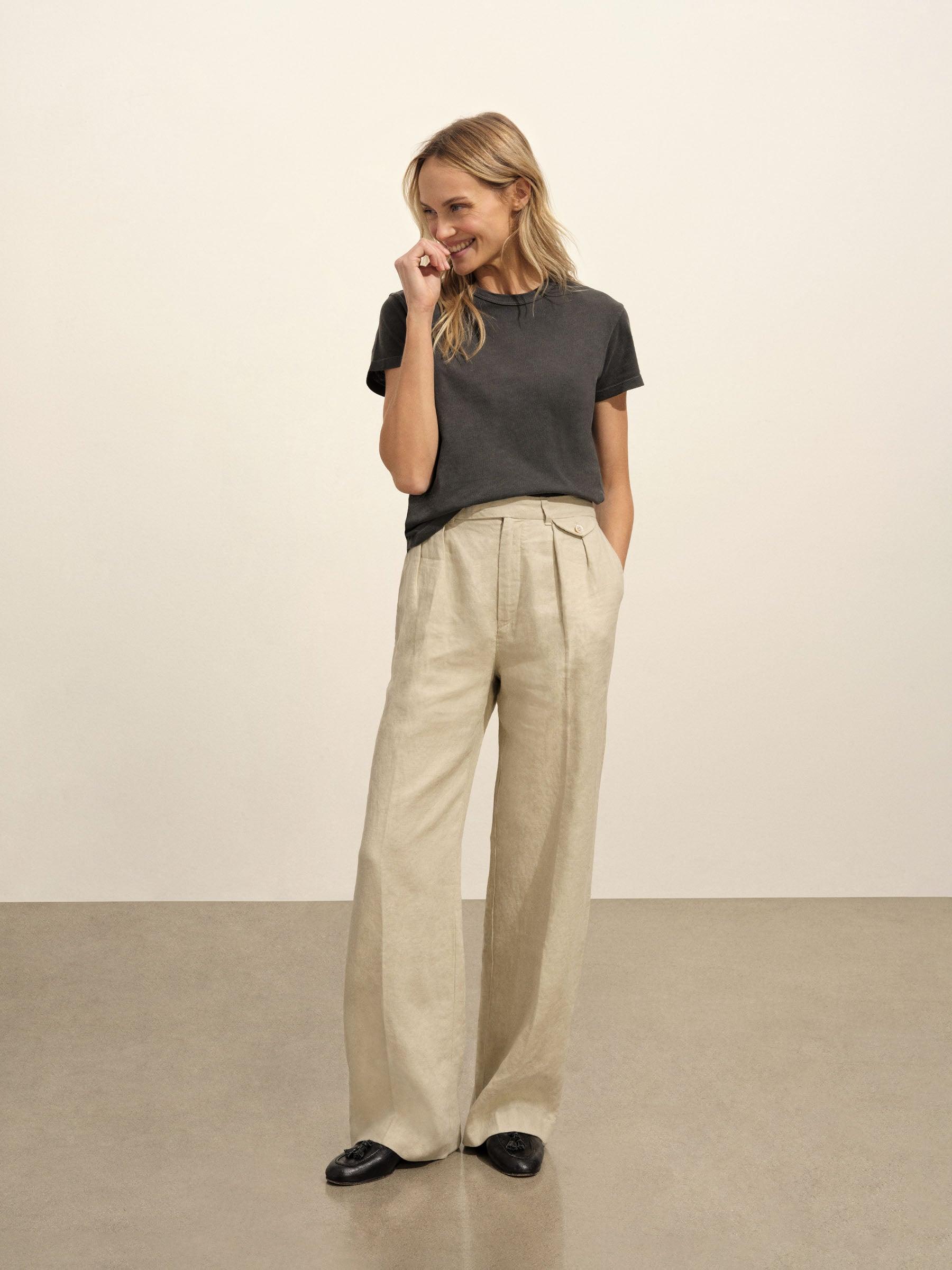 Soft Sand Riviera Linen Wide Leg Trouser Product Image