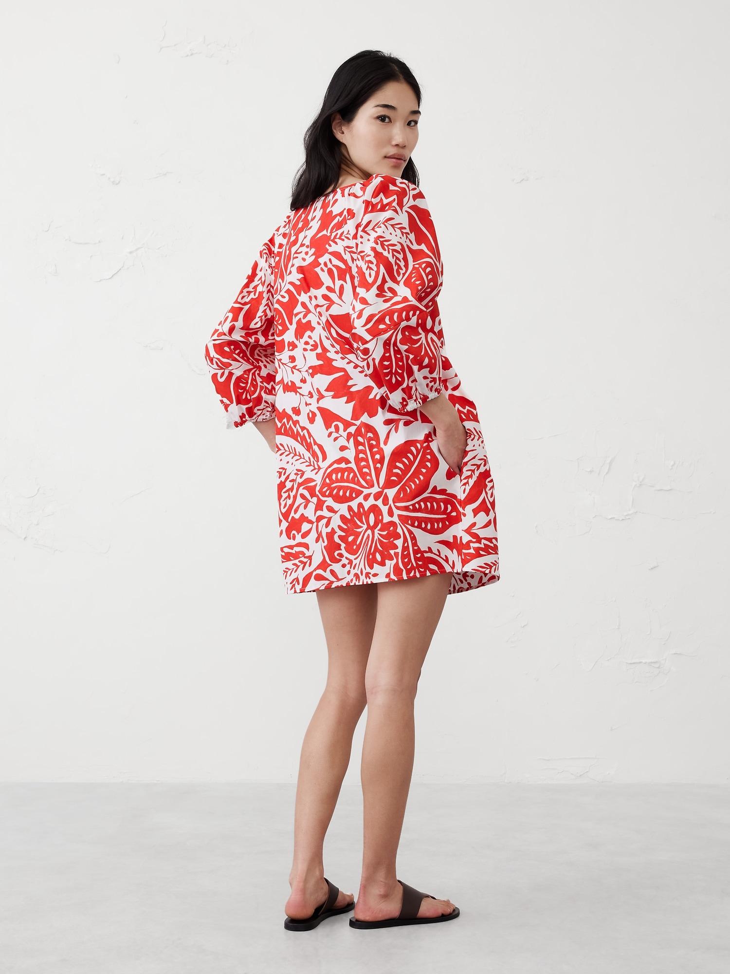 Poplin Puff-Sleeve Mini Dress Product Image