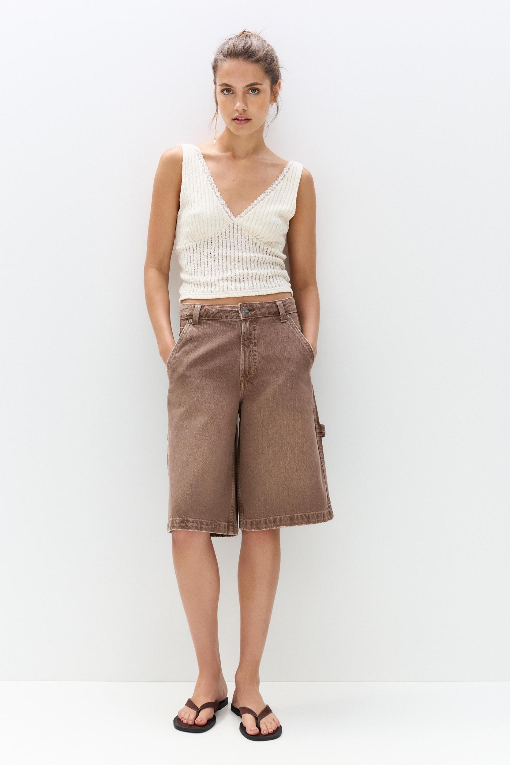 Brown carpenter Bermuda shorts Product Image