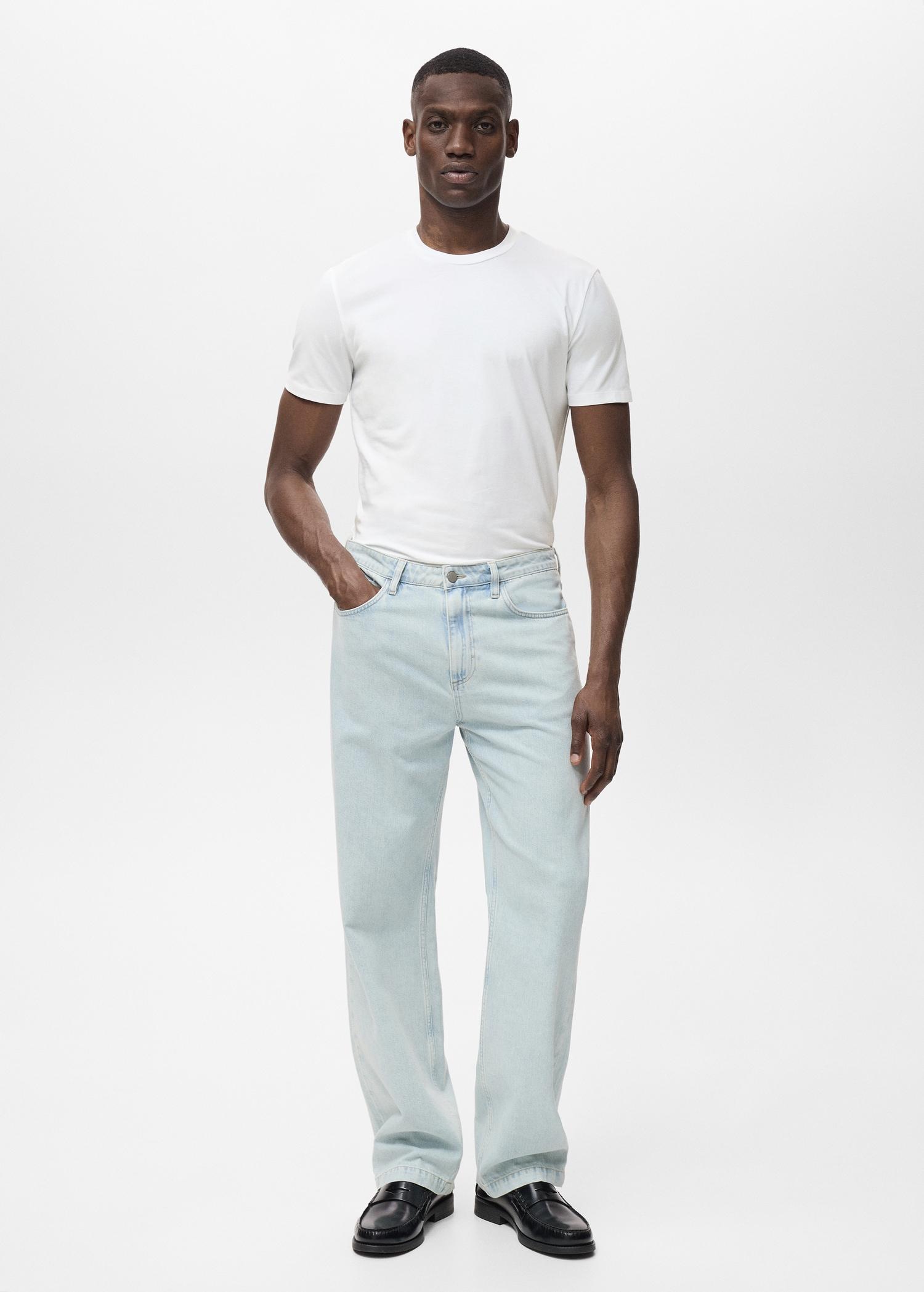 Stretch cotton T-shirt - Men | MANGO USA Product Image