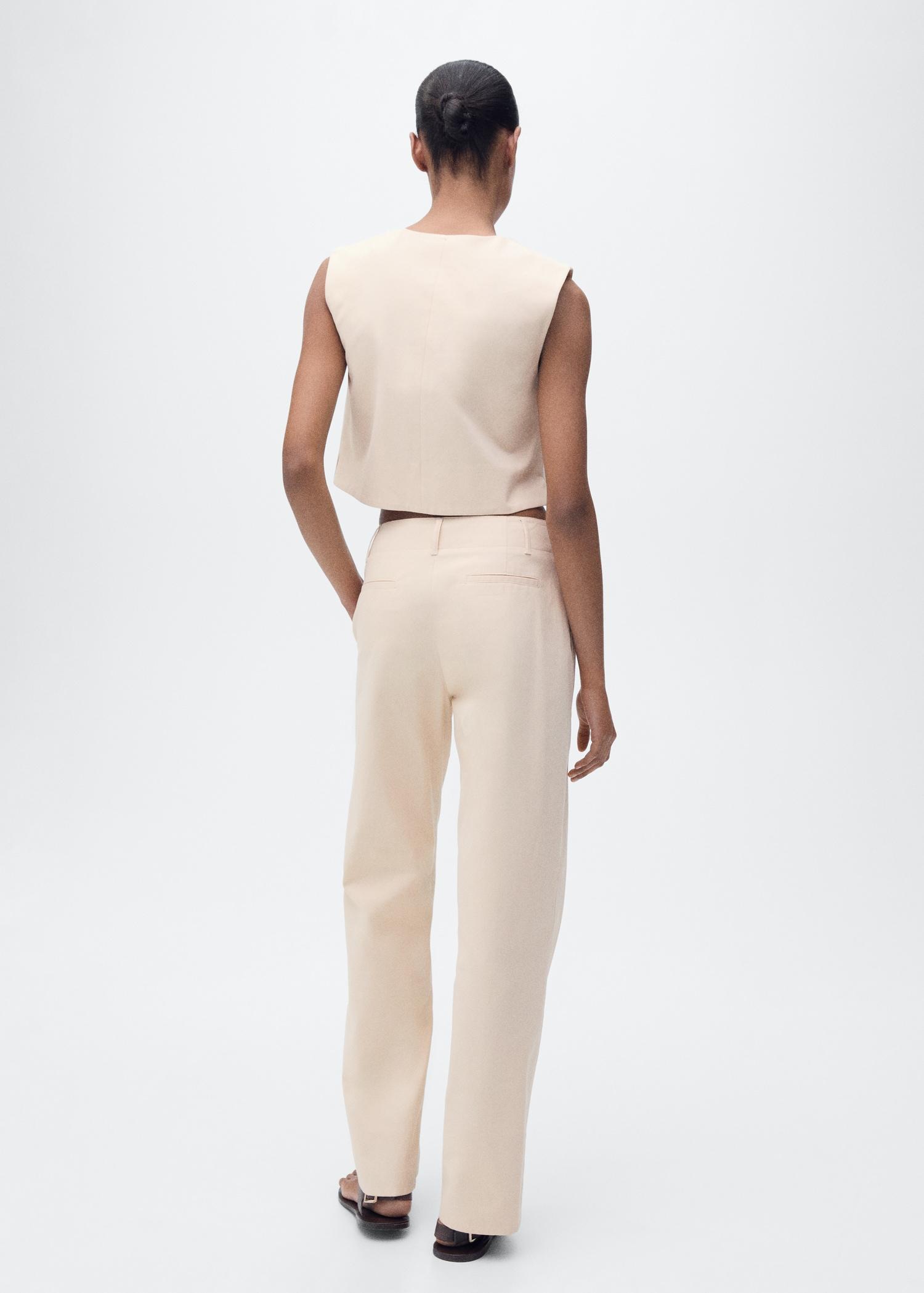 Mid-rise straight-fit cotton pants - Women | MANGO USA Product Image