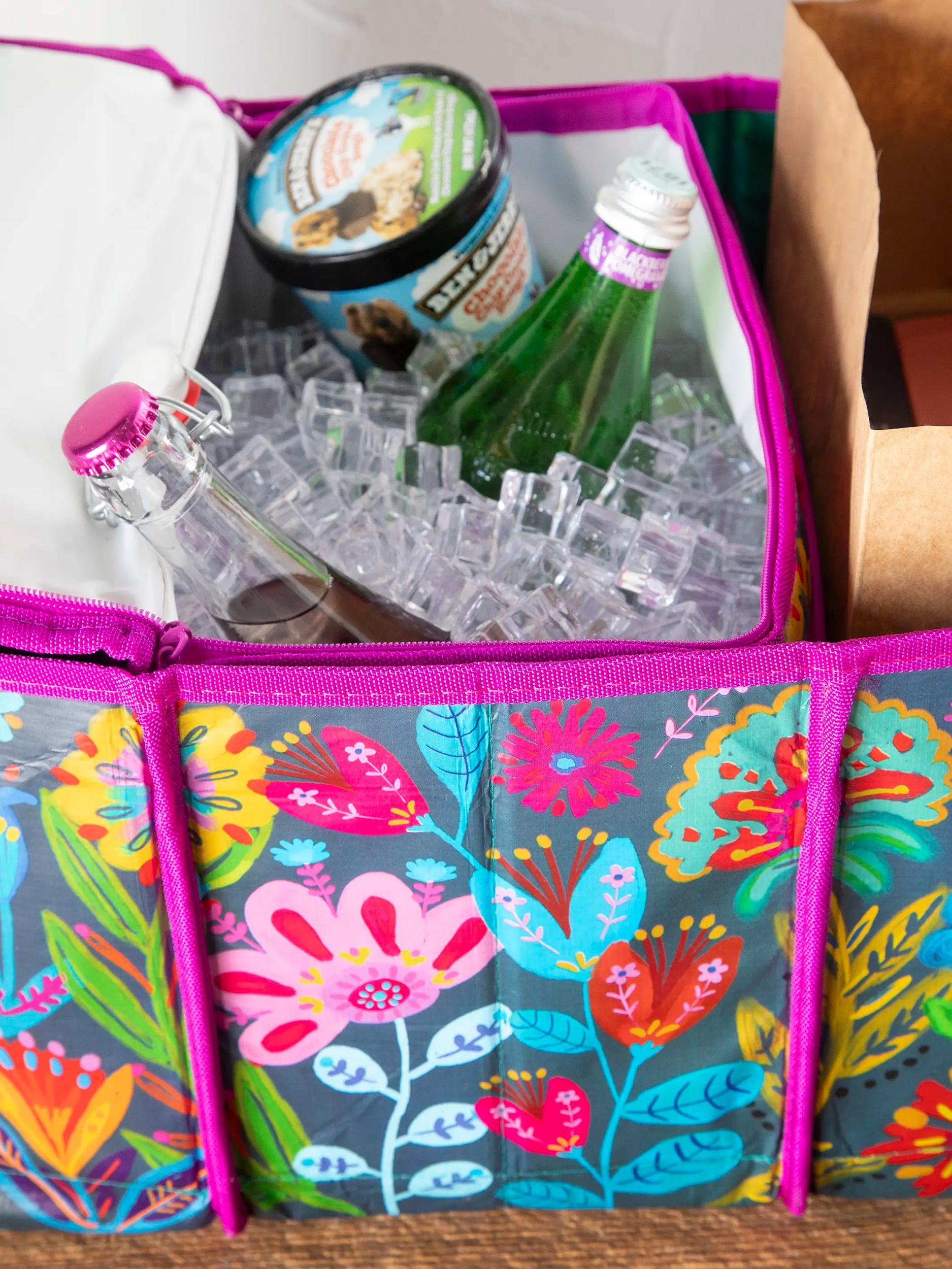 Car Trunk Organizer - Navy Folk Flower Product Image