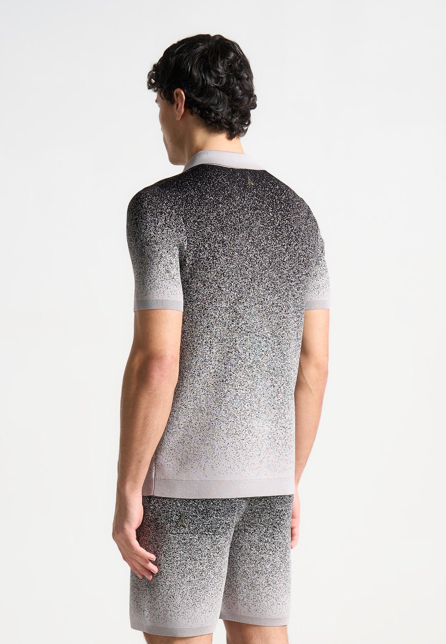 Ombré Knit Polo Top - Grey/Black Male Product Image