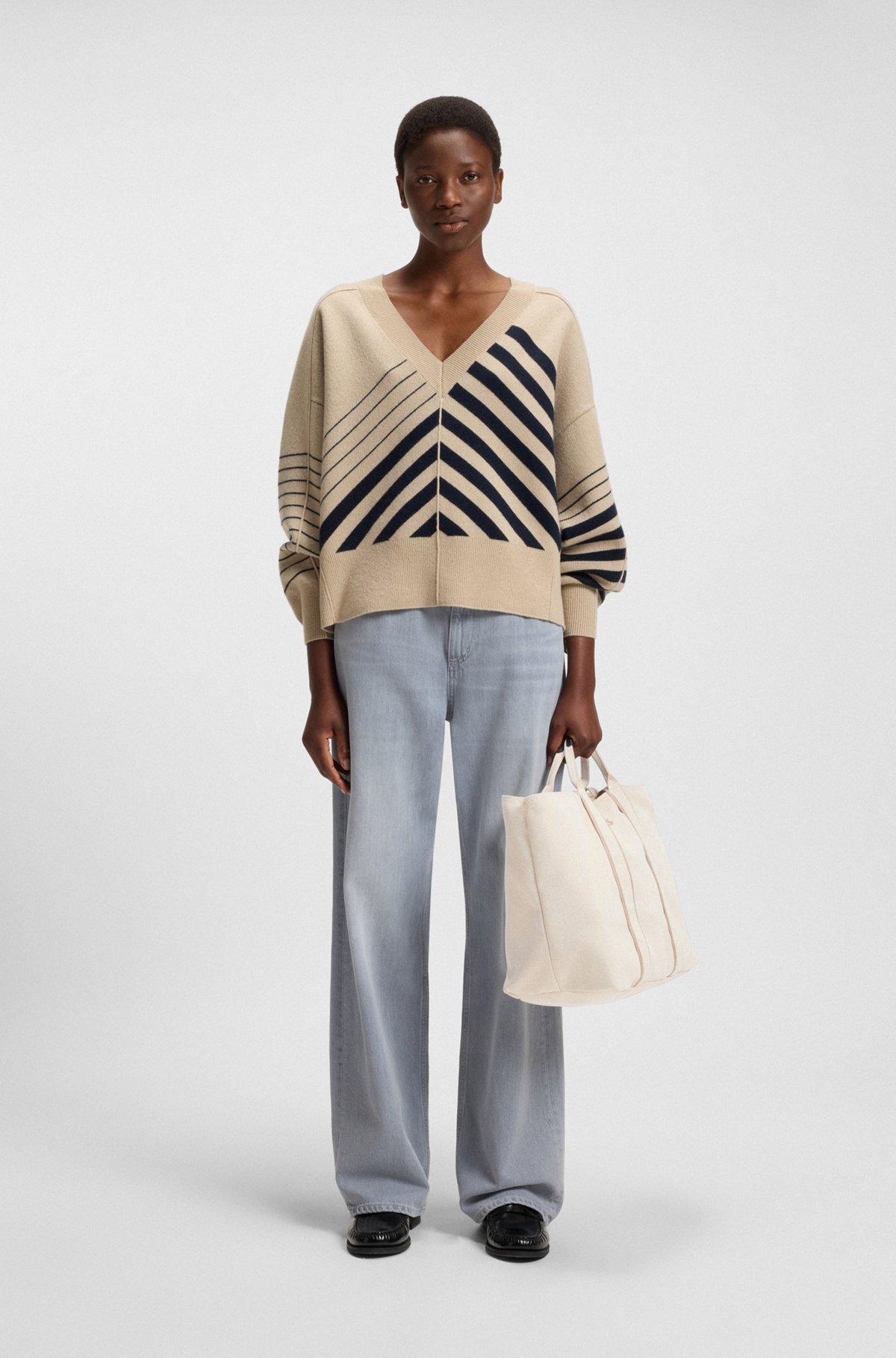 BOSS - Textured tote bag with logo straps - White Product Image