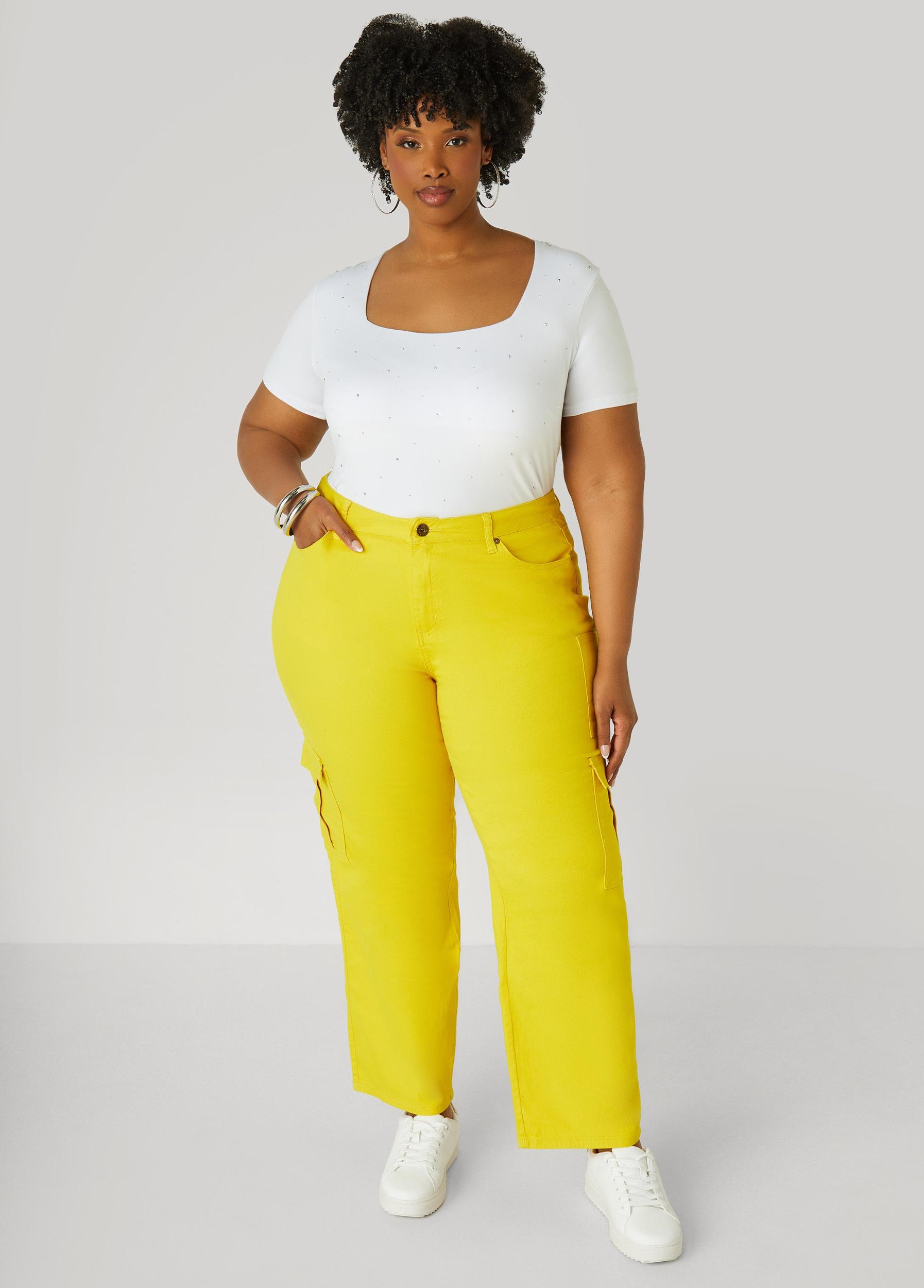 Plus Size Straight Leg Cargo Jeans Ashley Stewart Product Image