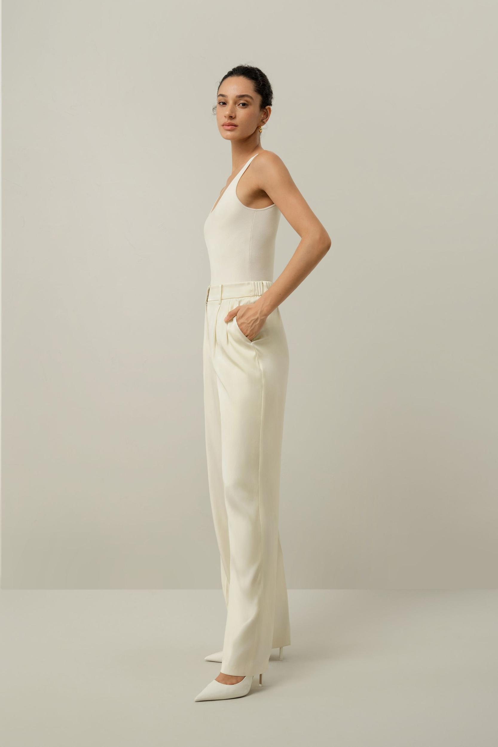 Double-Faced Charmeuse Straight-Leg Pant Product Image
