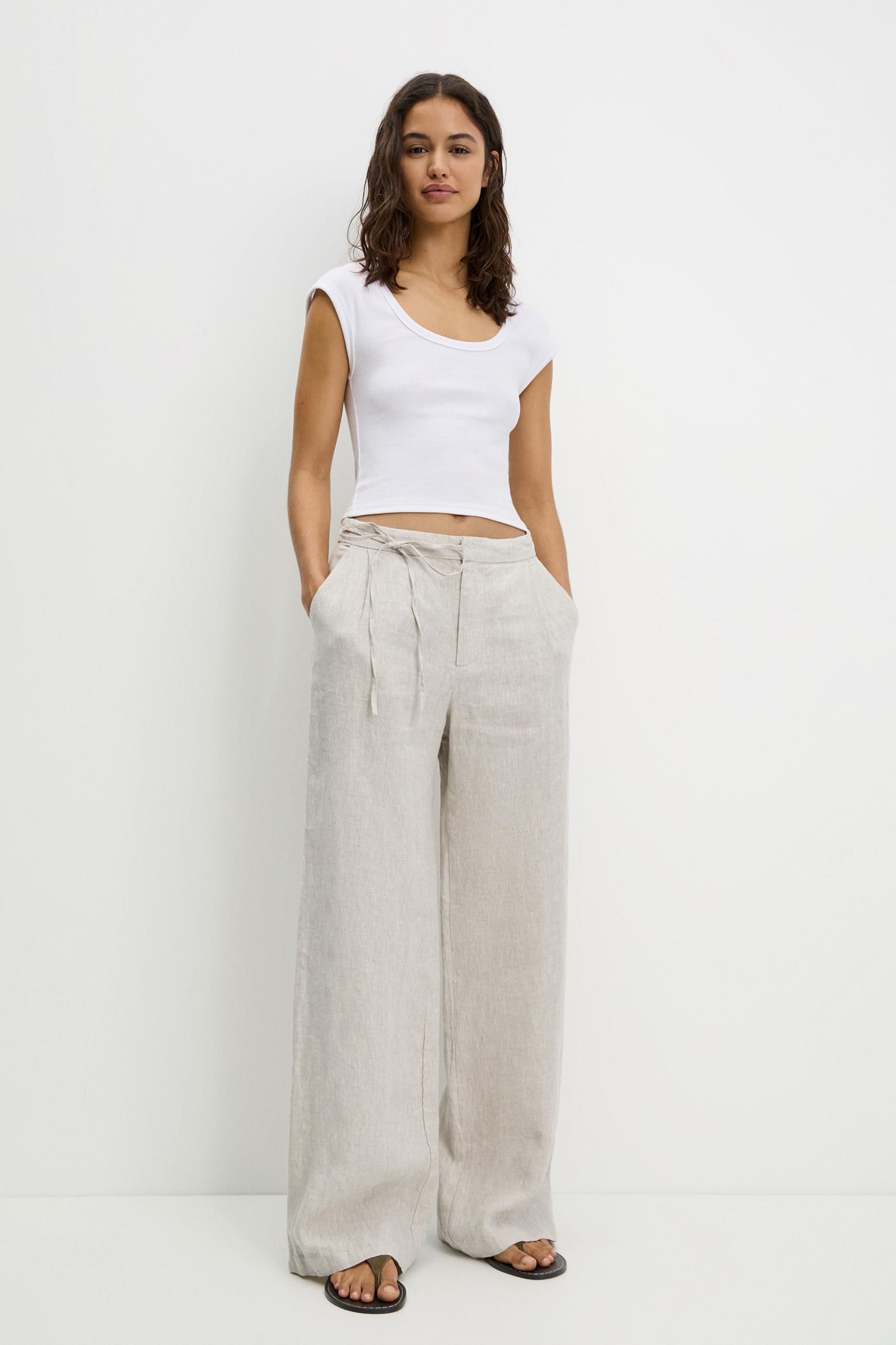 100% linen pants Product Image