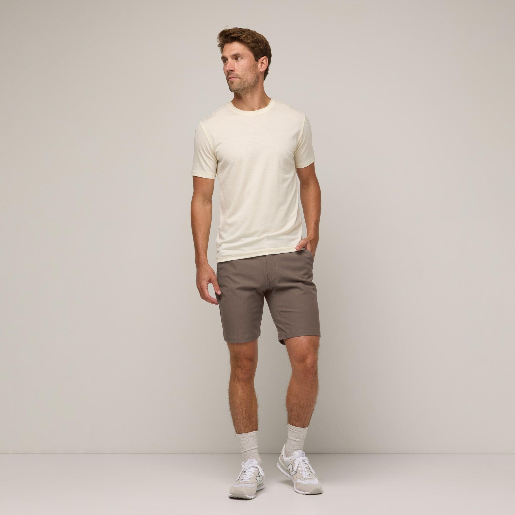 Merino Wool Stretch Canvas Shorts | Walnut Product Image