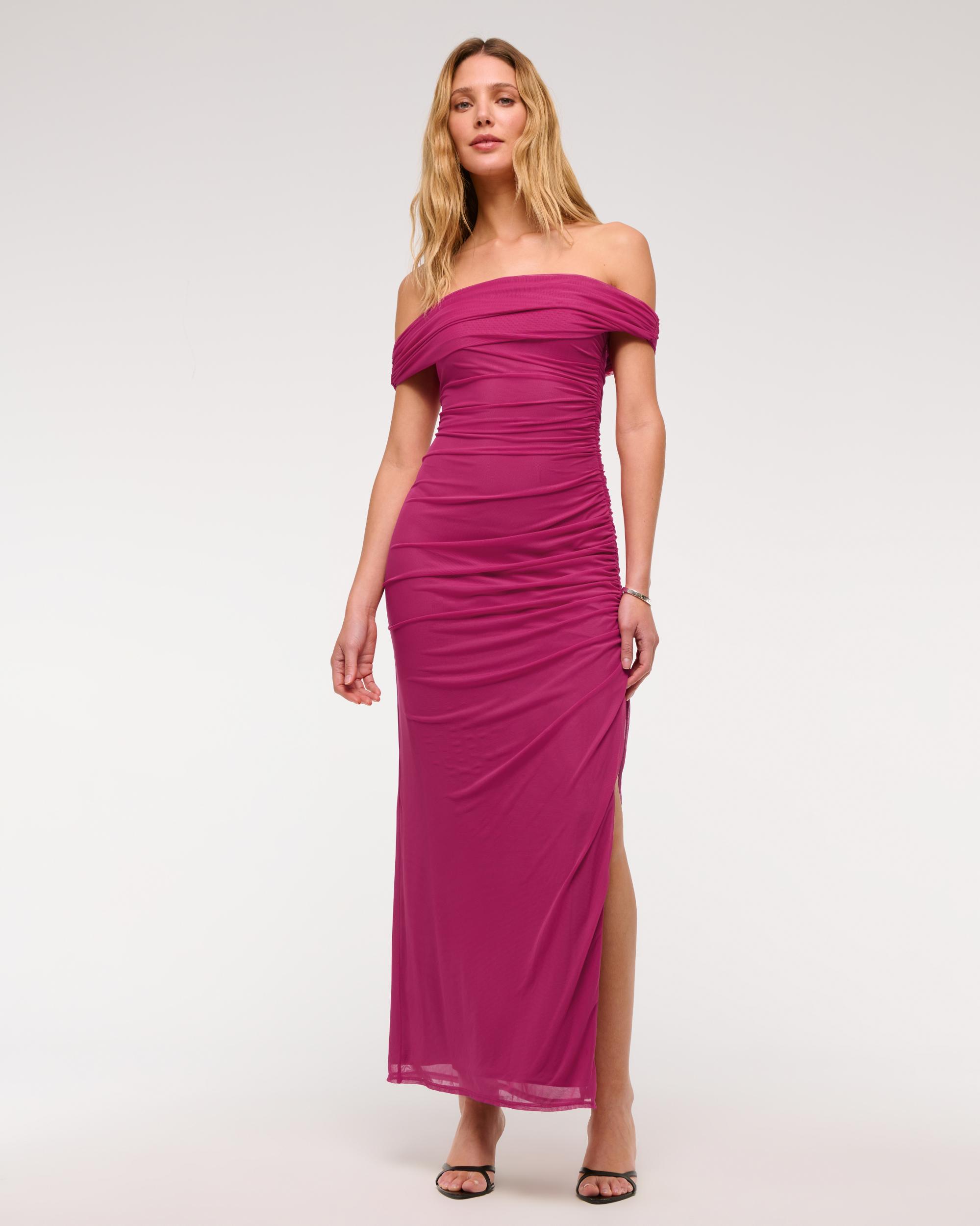 Mesh Draped Maxi Dress Product Image