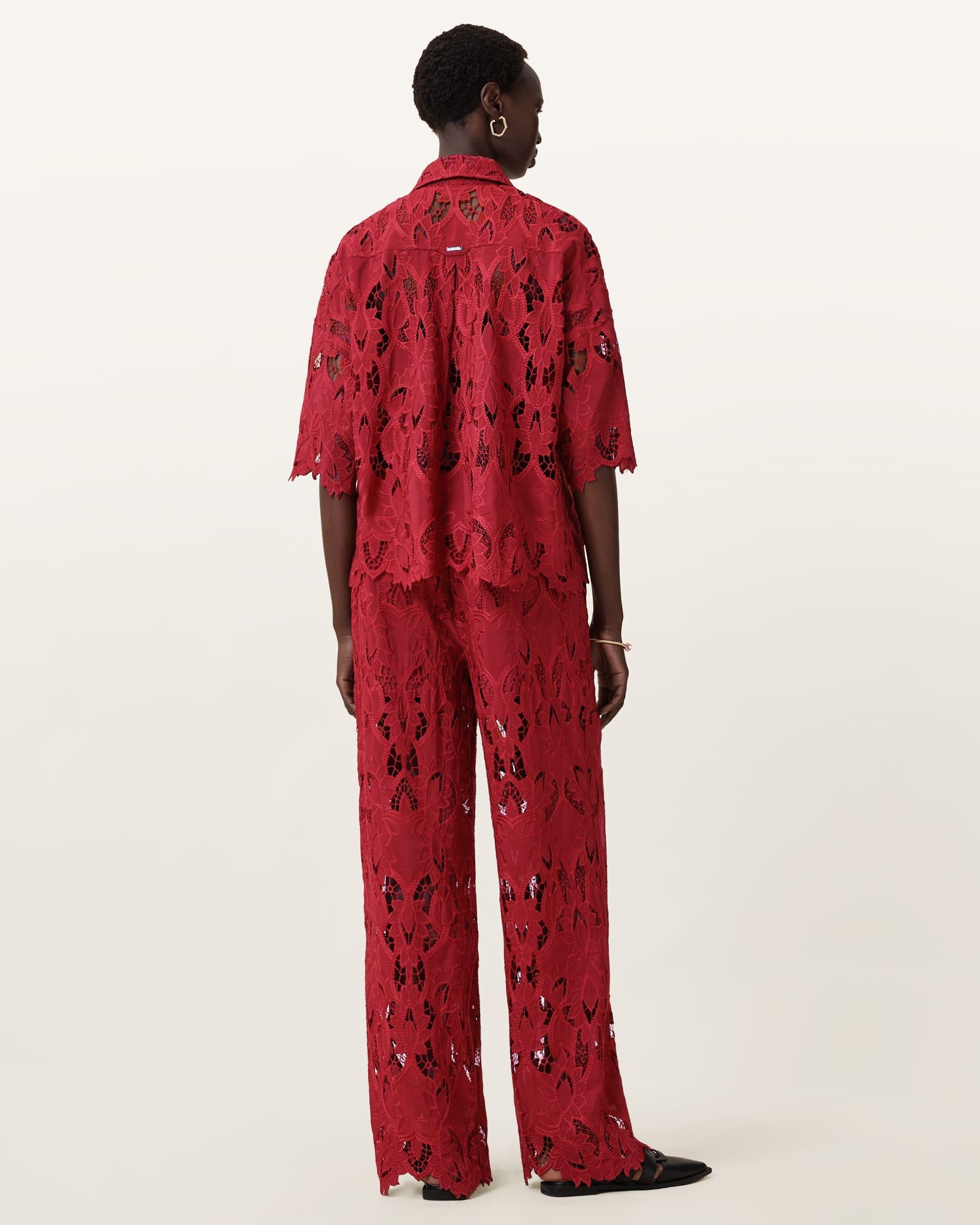 Charli Embroidered Straight Fit Pants BURNT BRICK RED | ALLSAINTS US Product Image