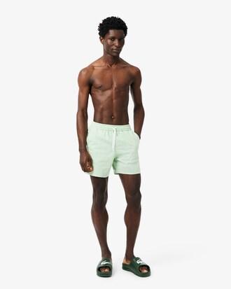 Mid Length Striped Textured Swim Trunks Product Image