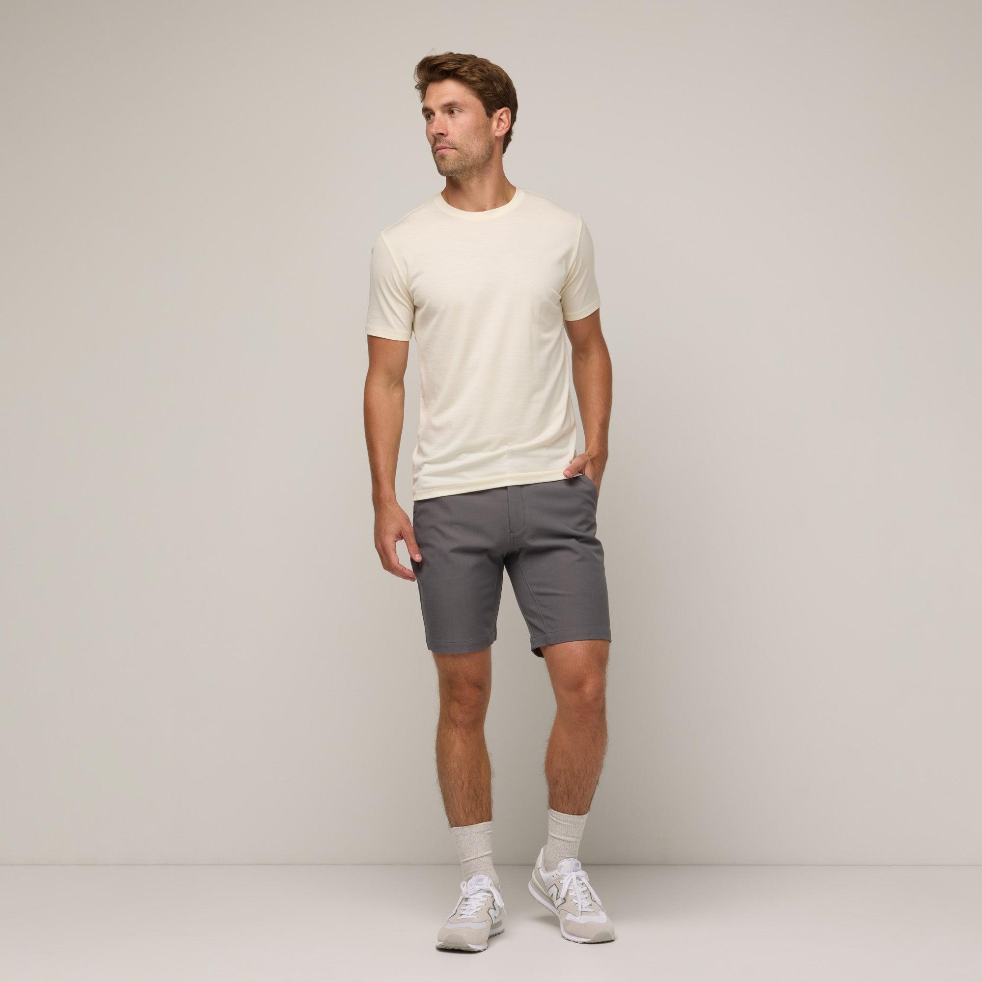 Merino Wool Stretch Canvas Shorts | Walnut Product Image