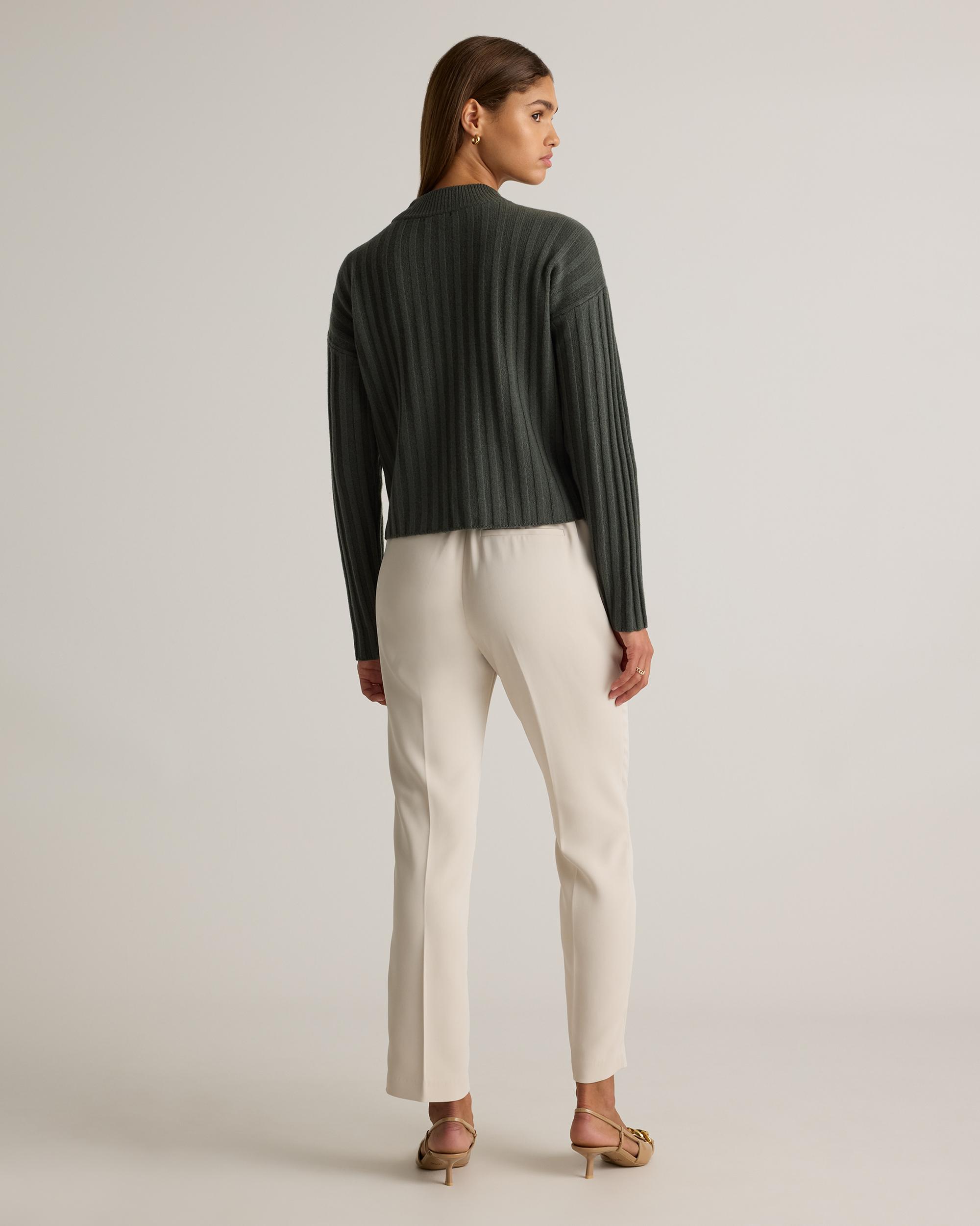 Quince | Women's Mongolian Cashmere Wide-Rib Cropped Mockneck Sweater Product Image