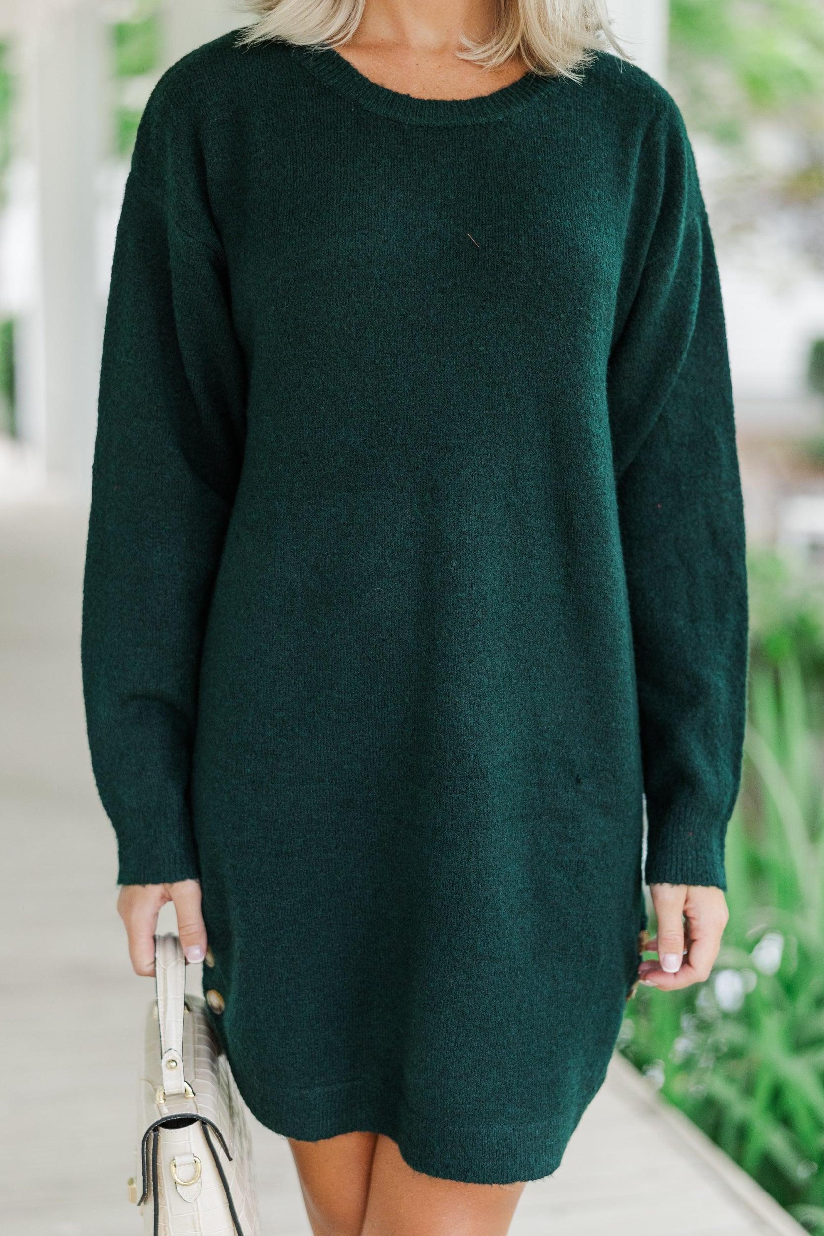 Feeling Your Best Emerald Green Sweater Dress Female Product Image