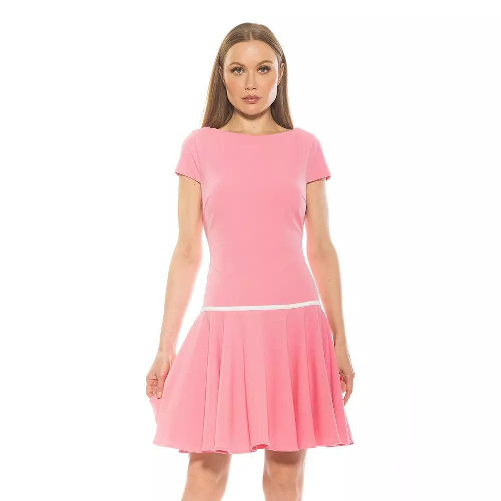 Women's ALEXIA ADMOR Aoife Boatneck Cap Sleeve Dropped Waist Dress,  Product Image