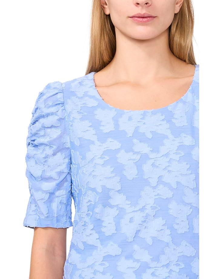 Ruffle Cuff Embroidered Crew Neck Top Product Image