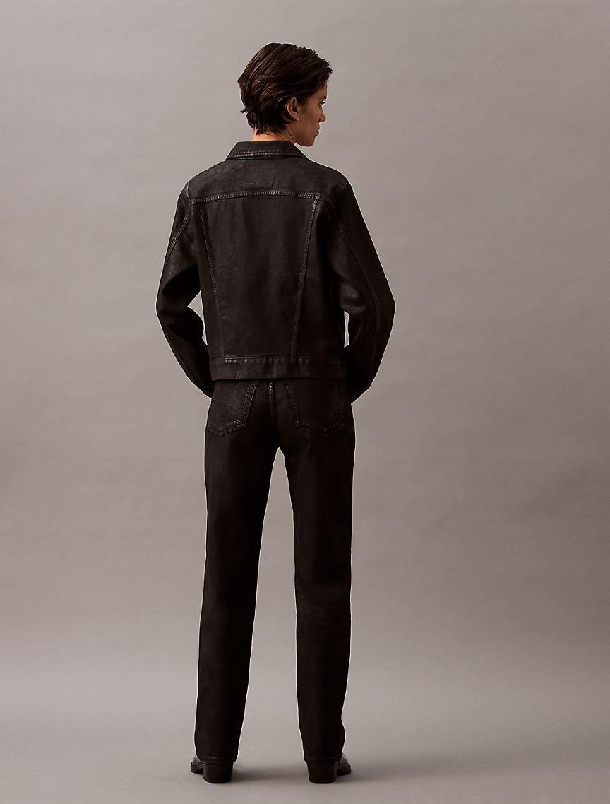 Coated High Rise Straight Fit Jeans Product Image