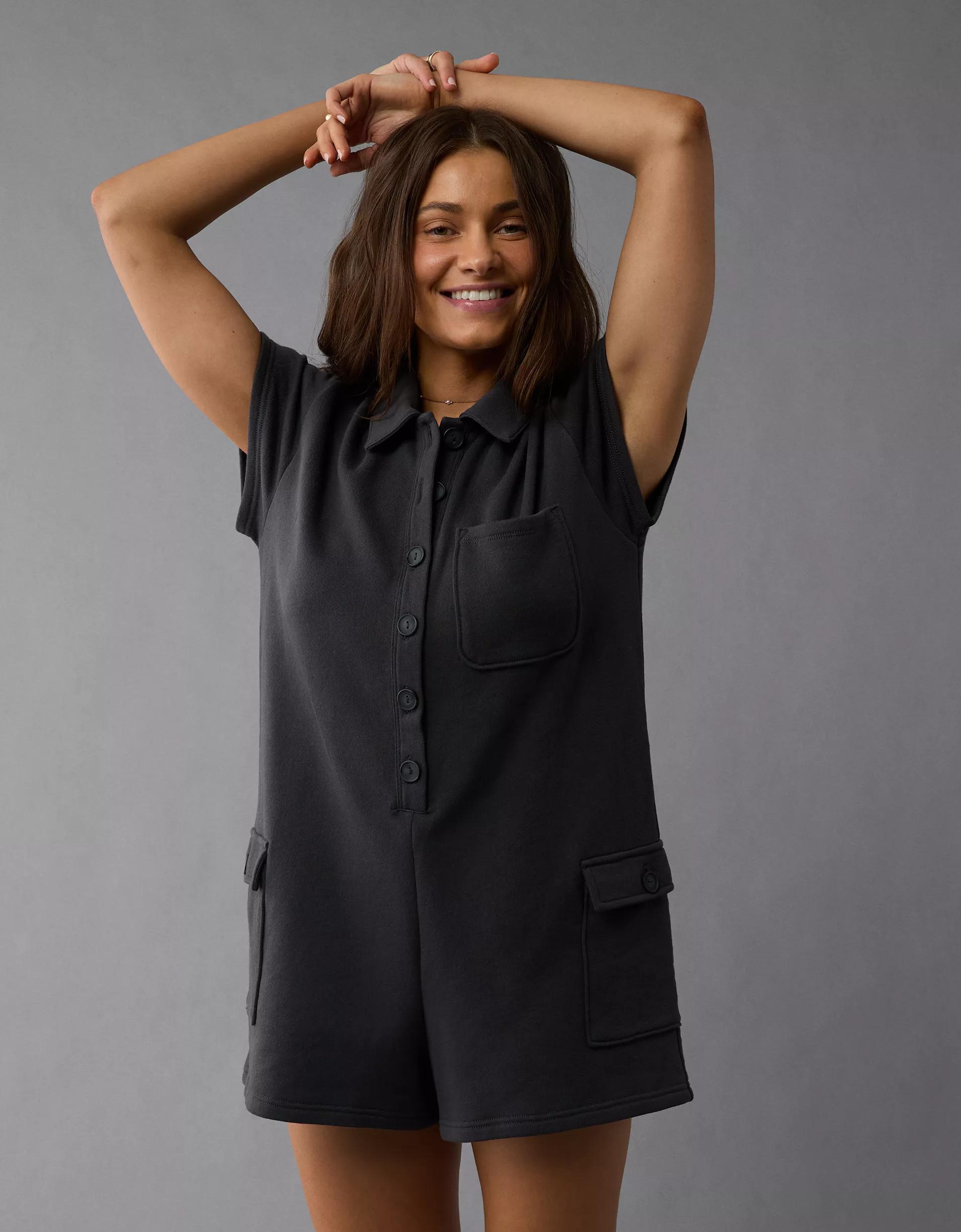 AE Button-Up Cargo Romper Product Image