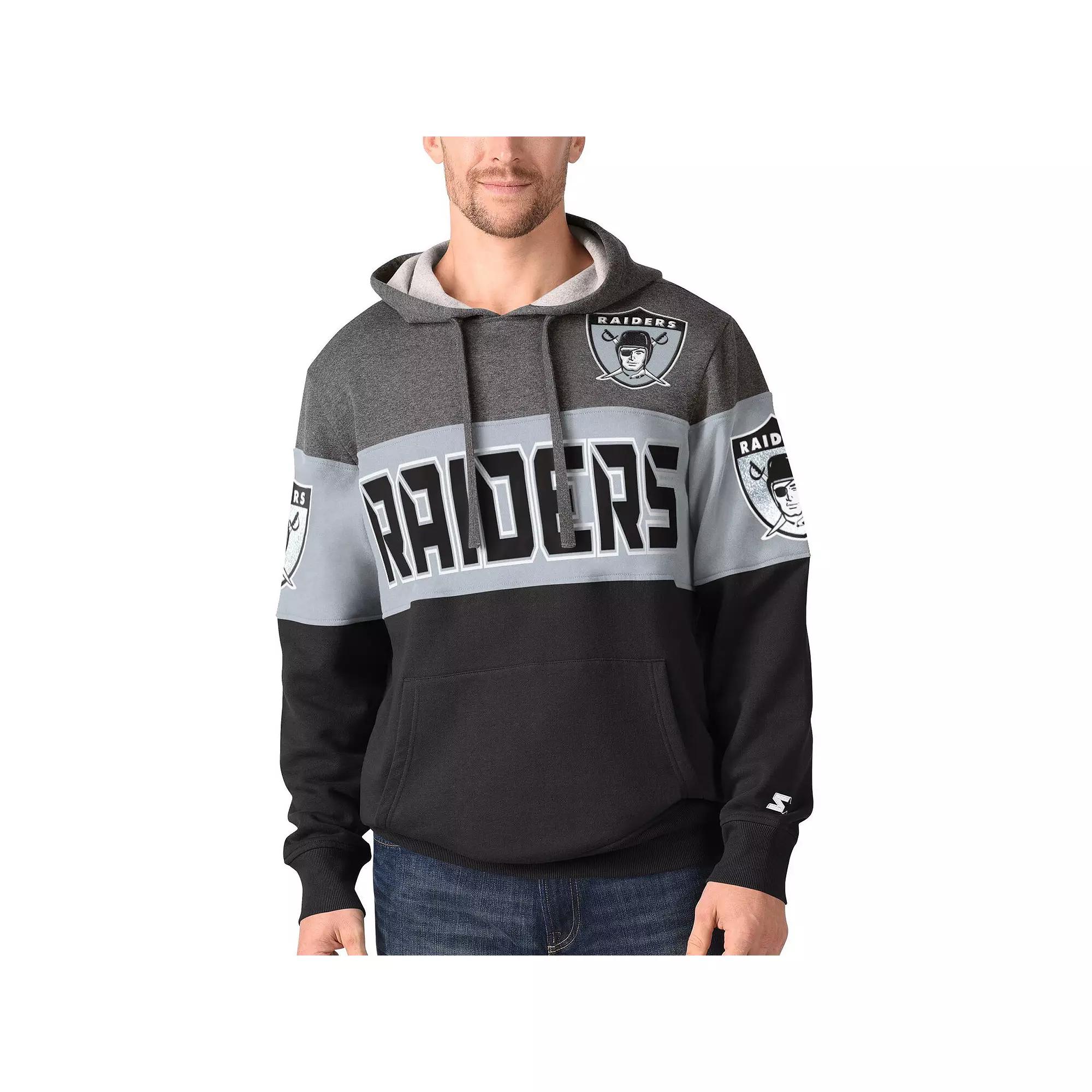 Men's Starter Gray/Silver Las Vegas Raiders Extreme Fireballer Throwback Pullover Hoodie,  Product Image