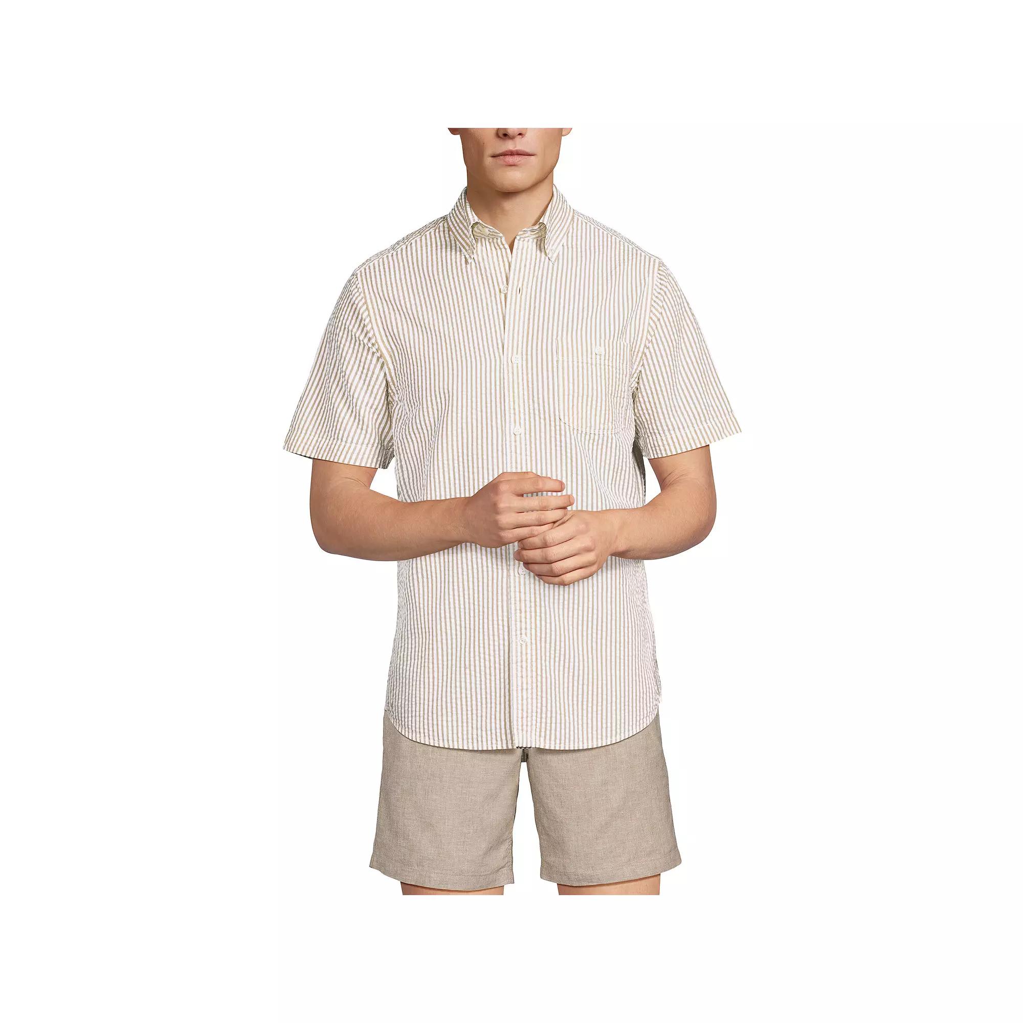 Men's Lands' End Button-Down Seersucker Shirt,  Product Image