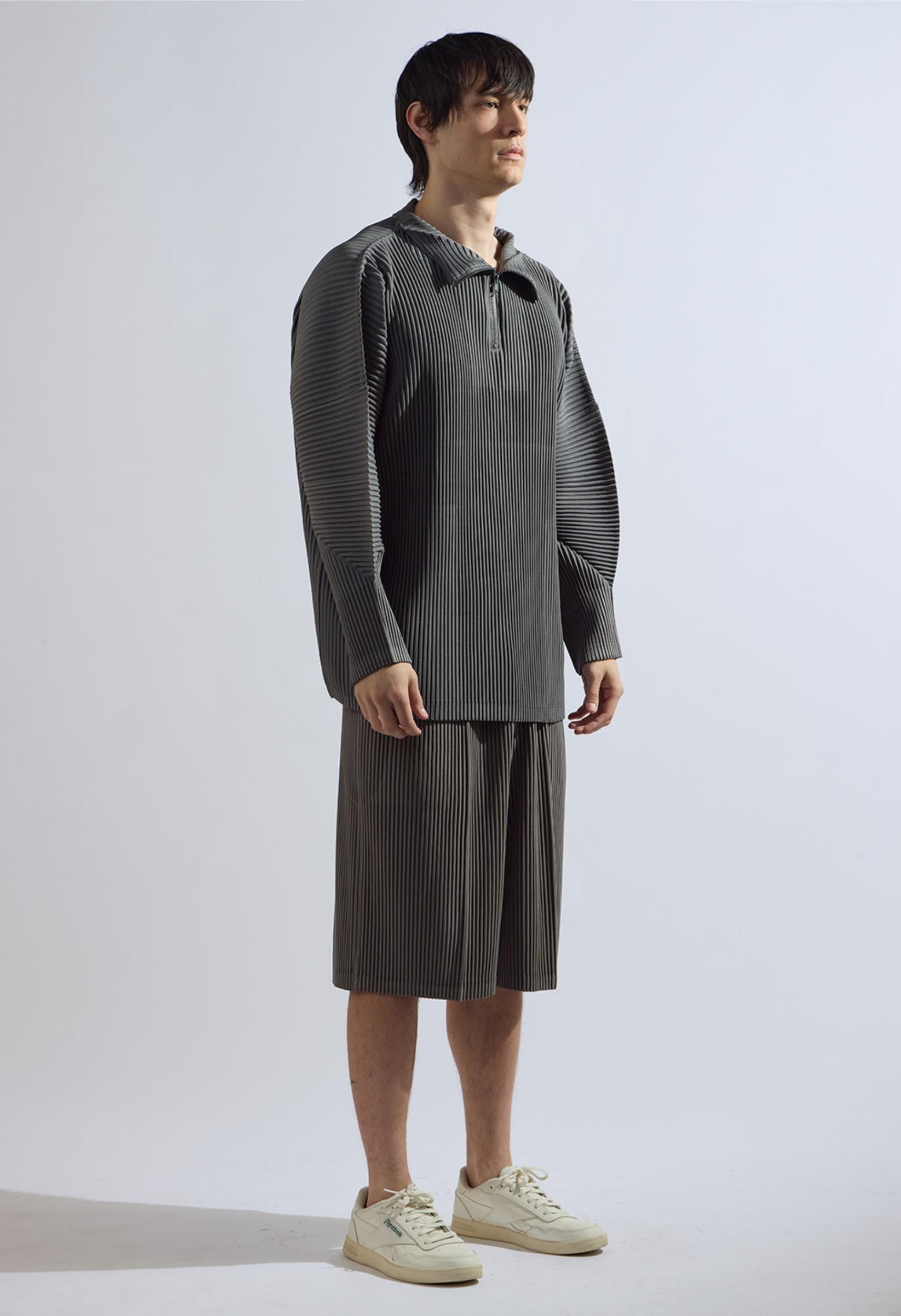 Mid Pleated Short In Grey Product Image