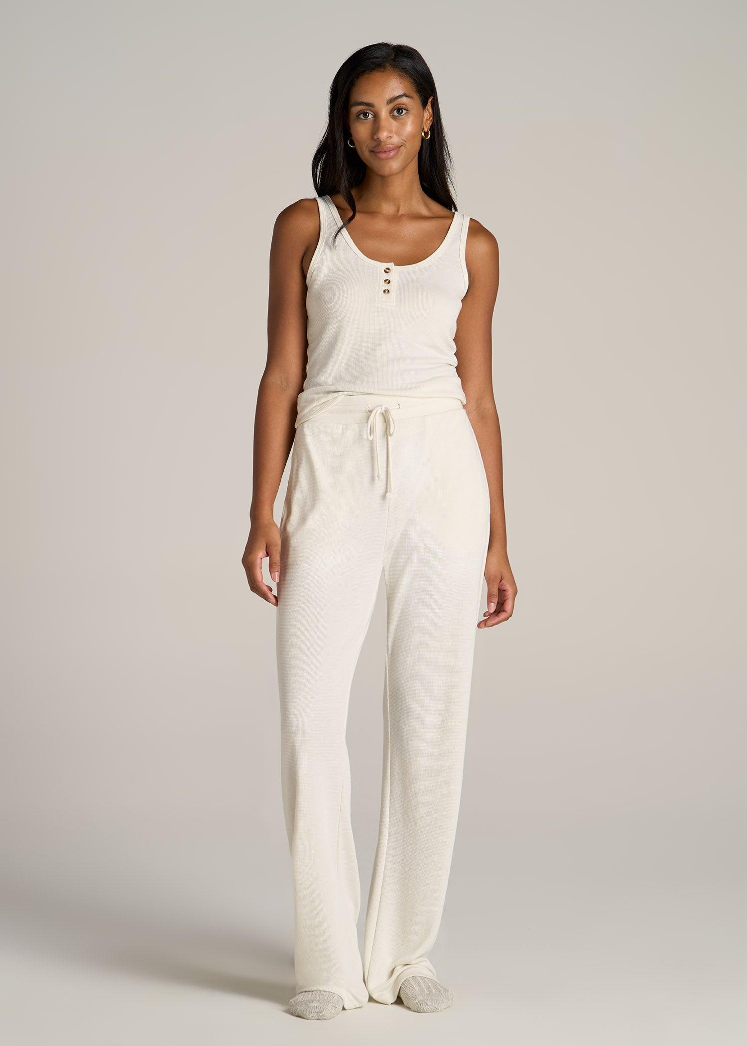 Waffle Tank Top for Tall Women in White Alyssum Female Product Image