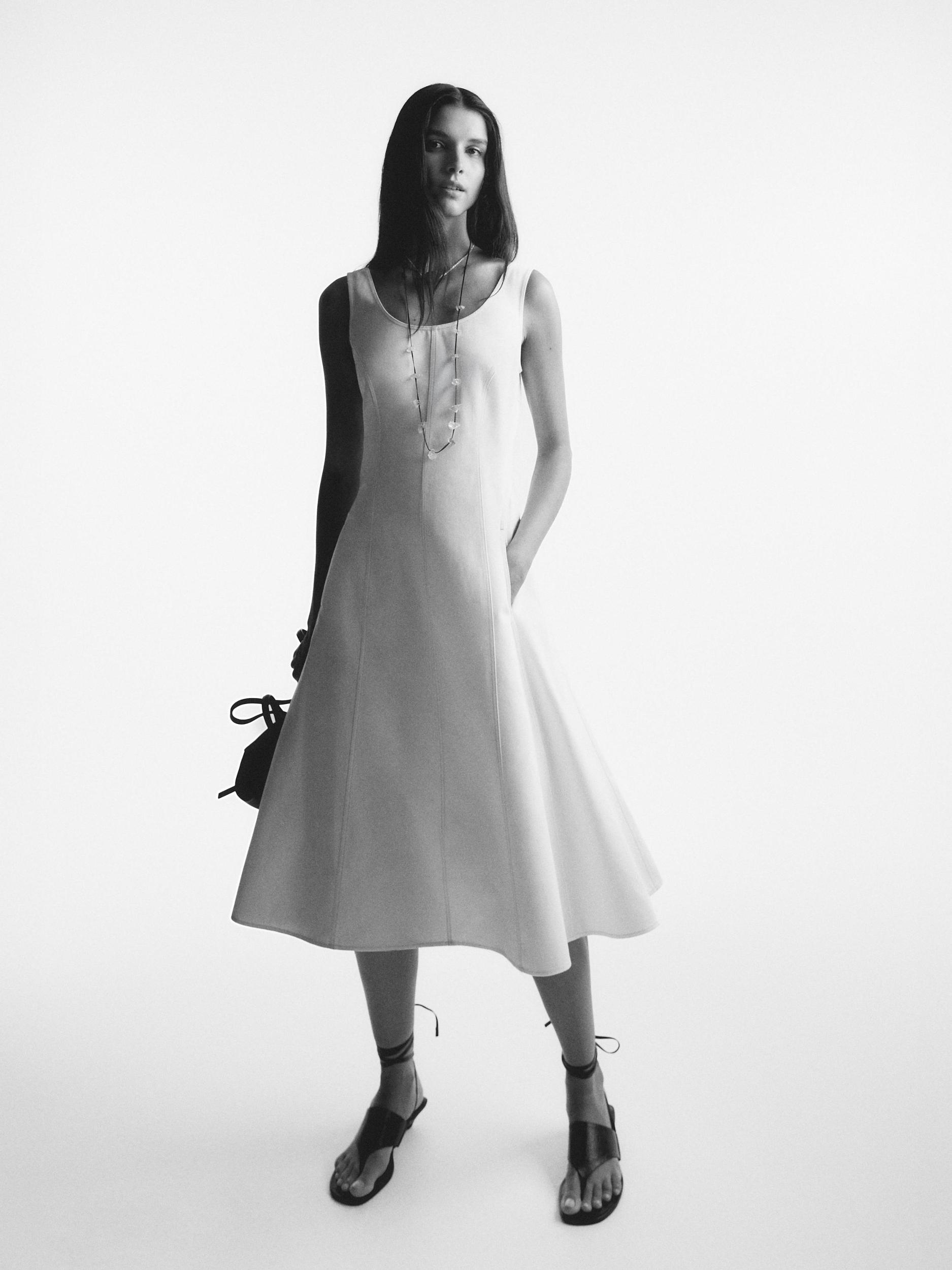 100% cotton denim midi dress Product Image