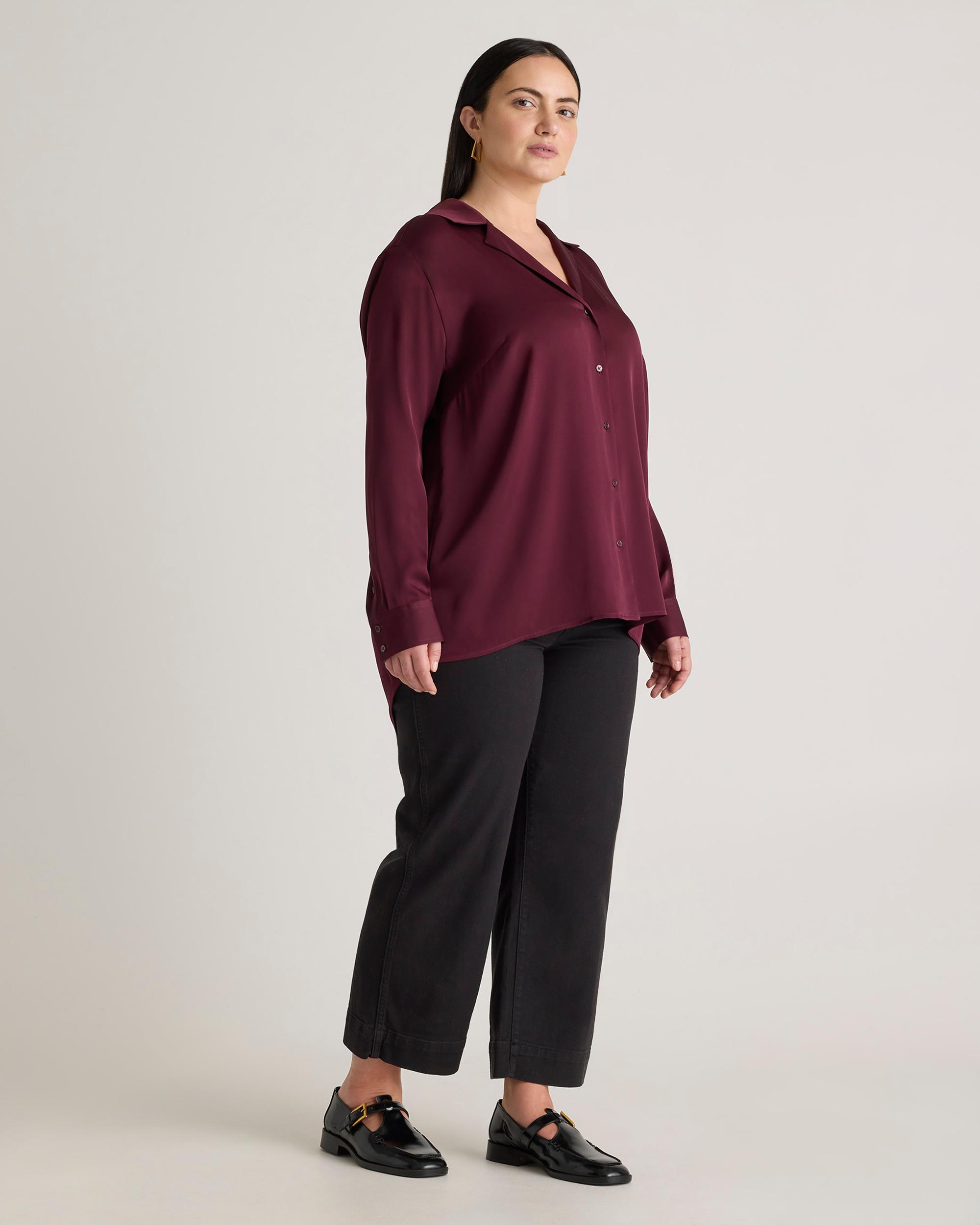 Quince | Women's Washable Stretch Silk Notch Collar Blouse Product Image