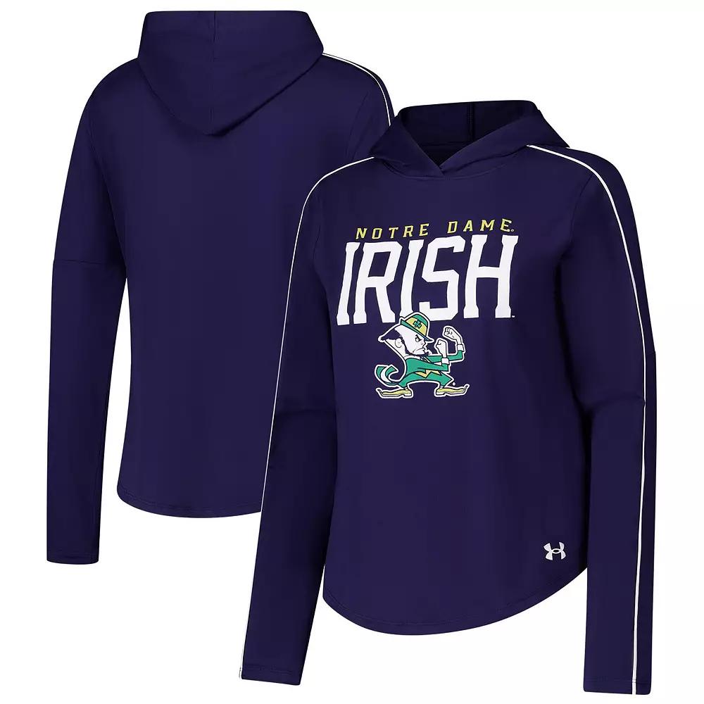 Women's Under Armour Navy Notre Dame Fighting Irish Gameday Knockout Long Sleeve Hooded T-Shirt,  Product Image